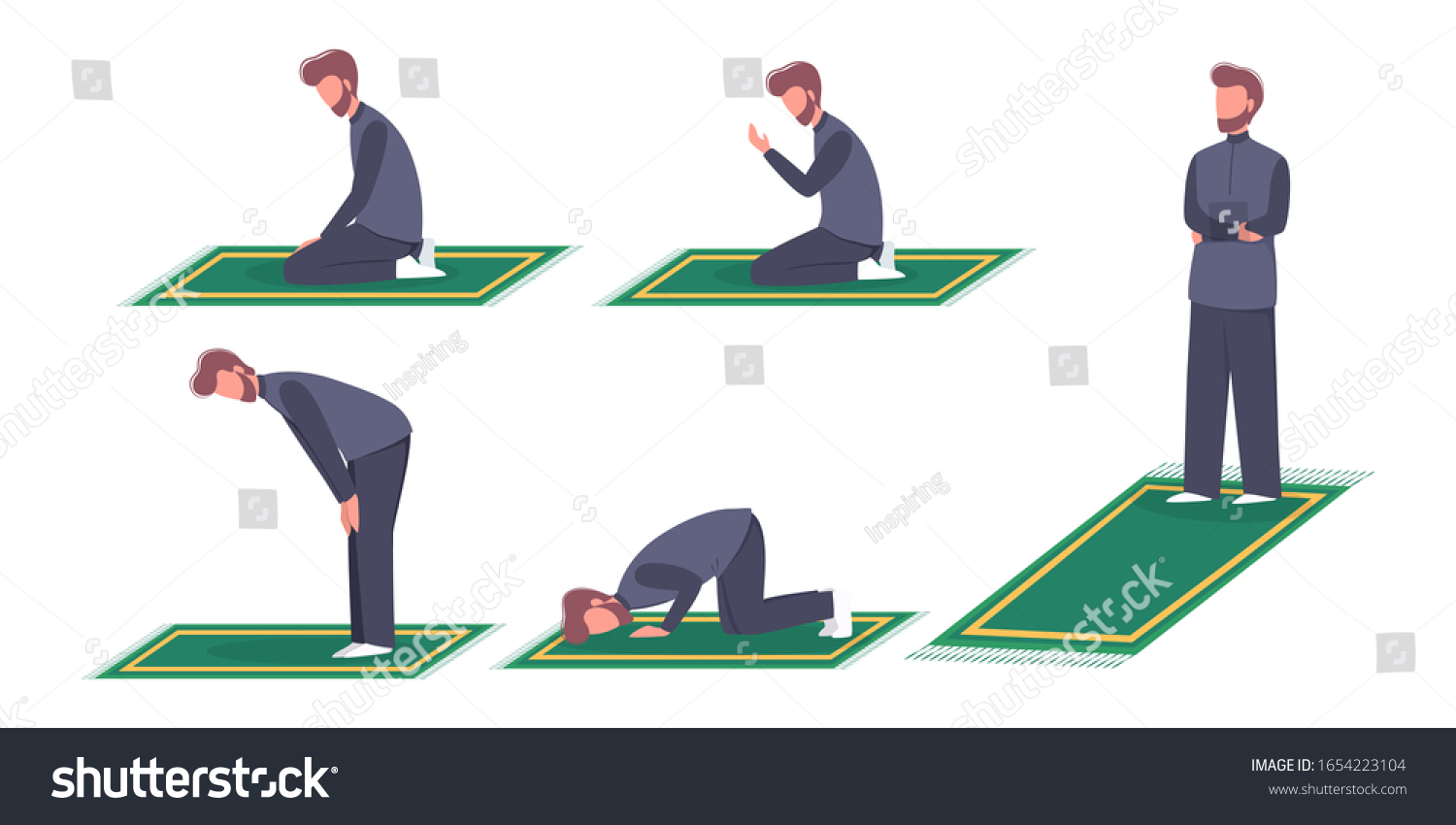 Muslim Man Praying Position Man Traditinal Stock Vector (Royalty Free ...