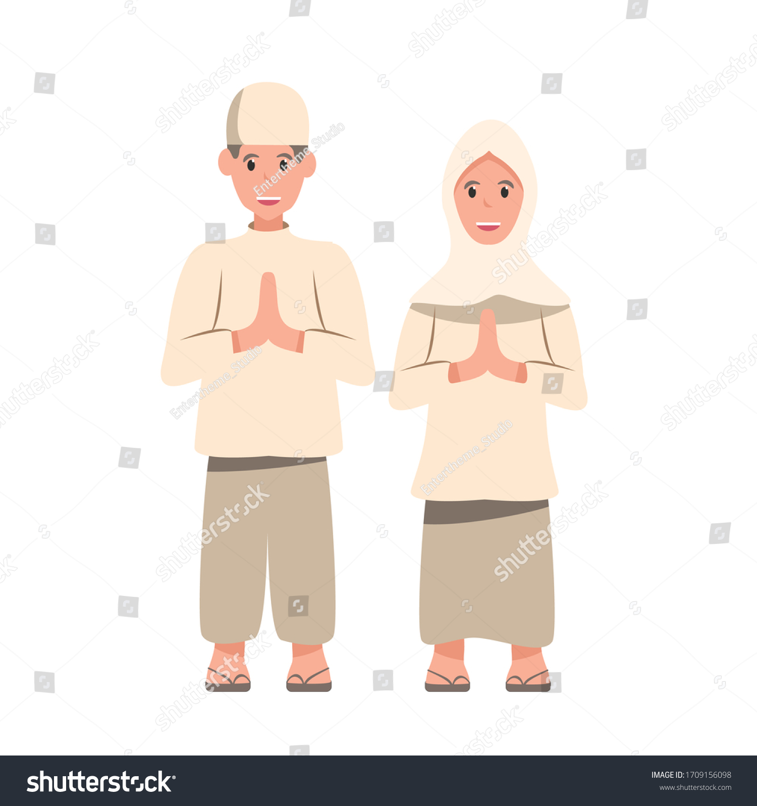 Muslim Men Women Vector Illustration Wearing Stock Vector (Royalty Free ...