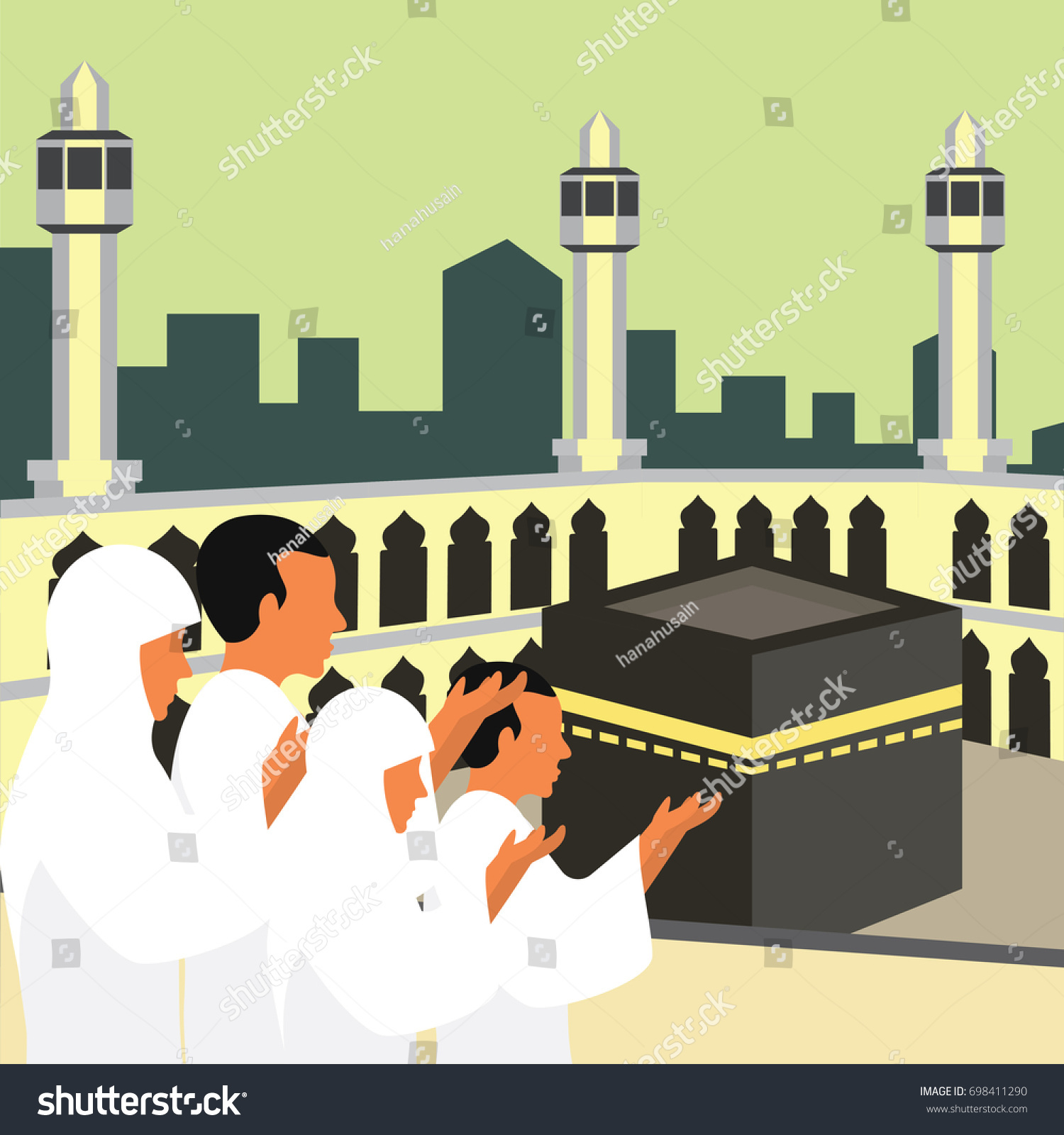 Muslim Pilgrims Perform Hajj Umrah Pilgrimage Stock Vector 698411290