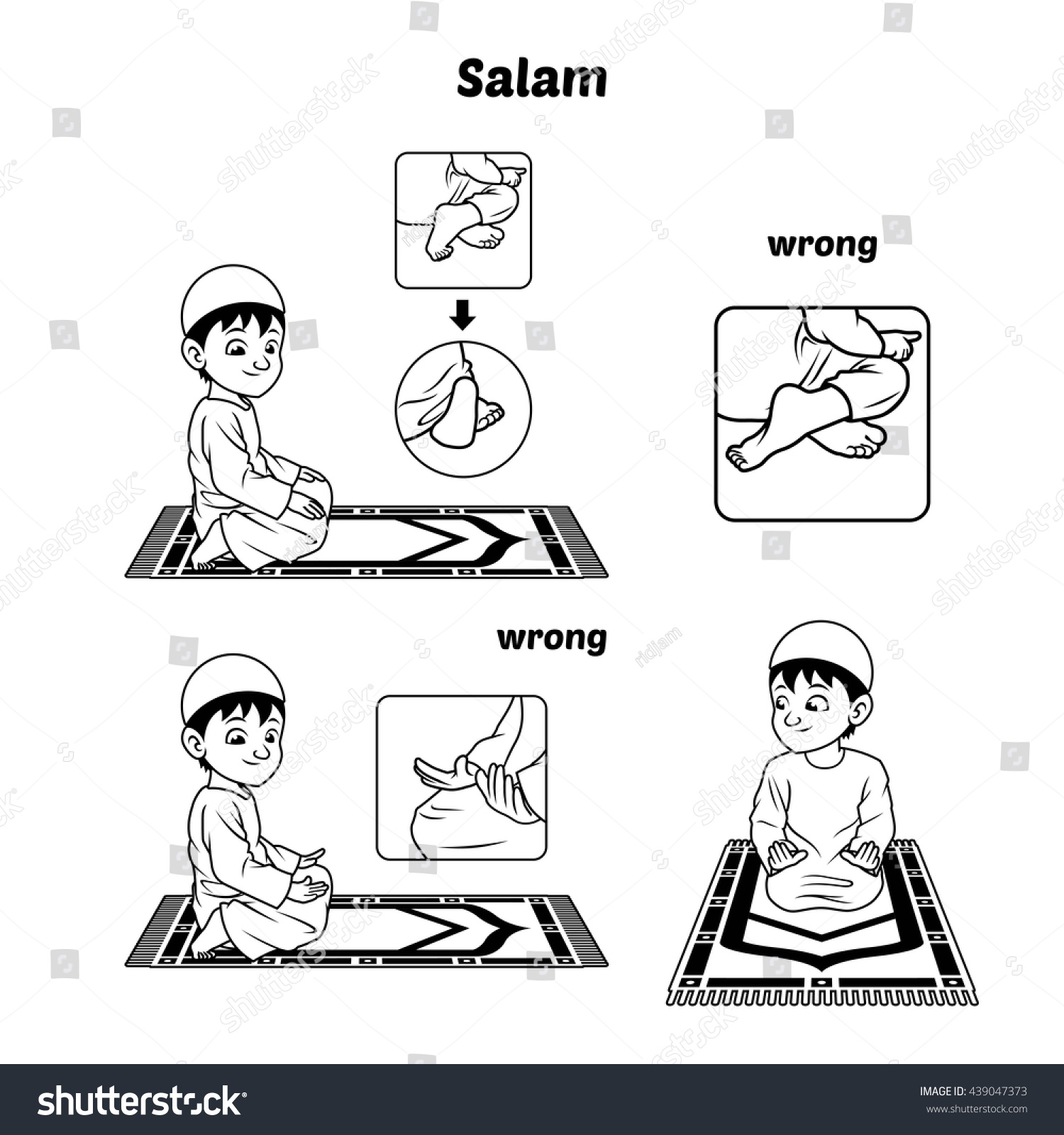 Muslim Prayer Position Guide Step By Stock Vector 439047373 - Shutterstock