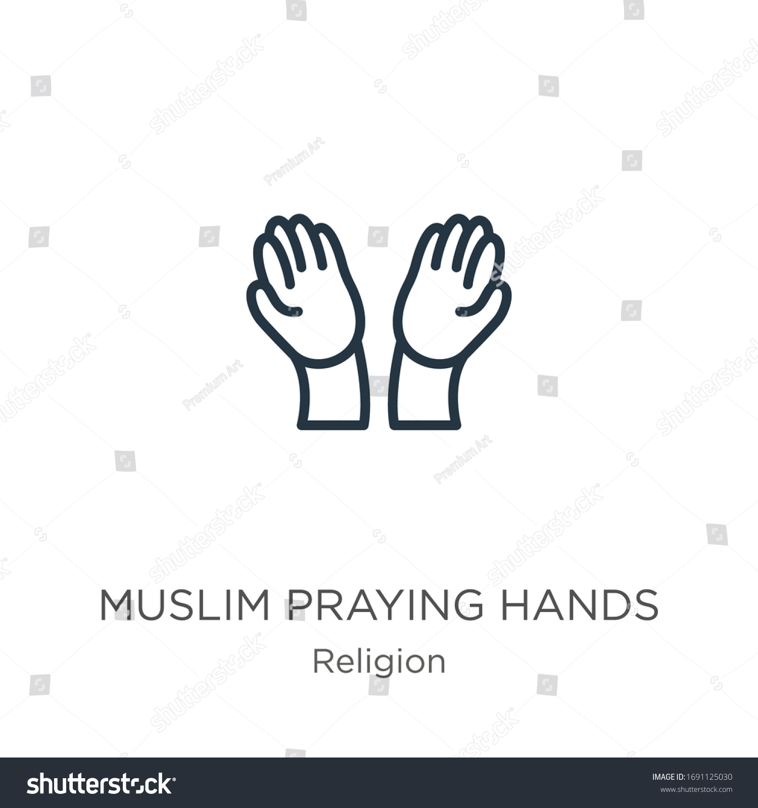 Muslim Praying Hands Icon Thin Linear Stock Vector (Royalty Free ...