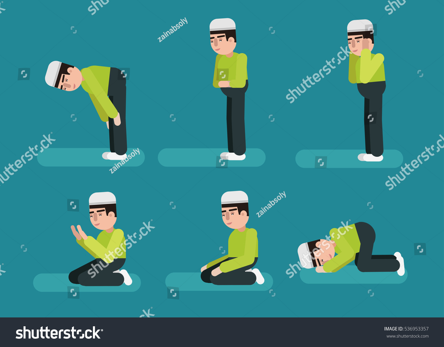 Muslim Praying Position Flat Vector Design Stock Vector 536953357 ...