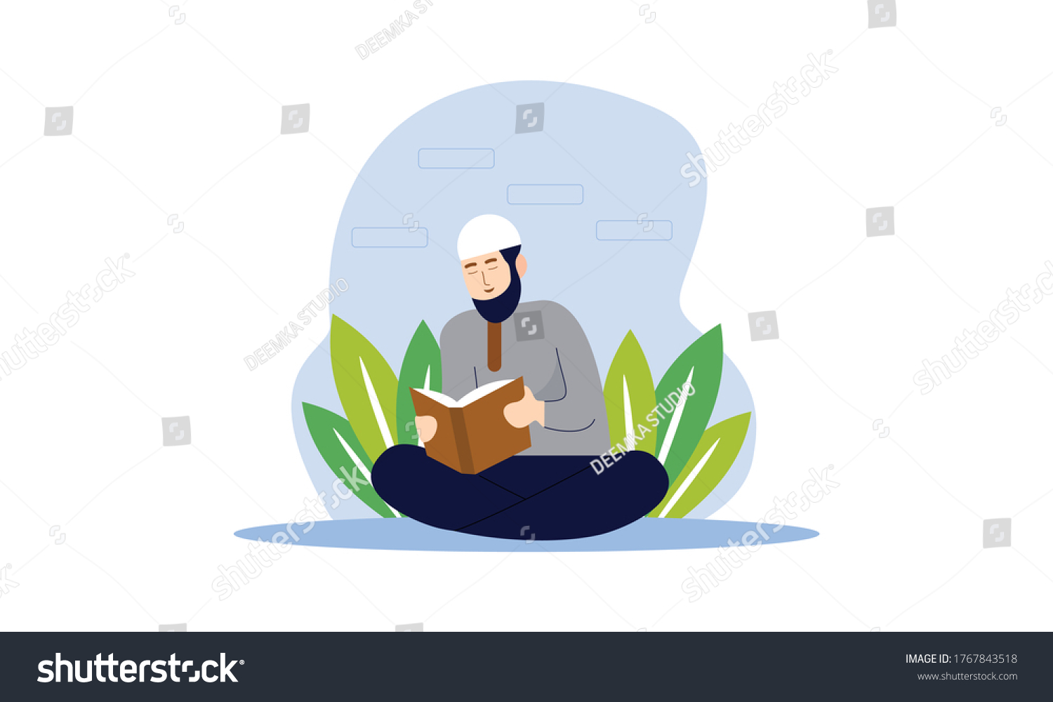 Muslim Reading Quran Islamic Holy Book Stock Vector (Royalty Free ...