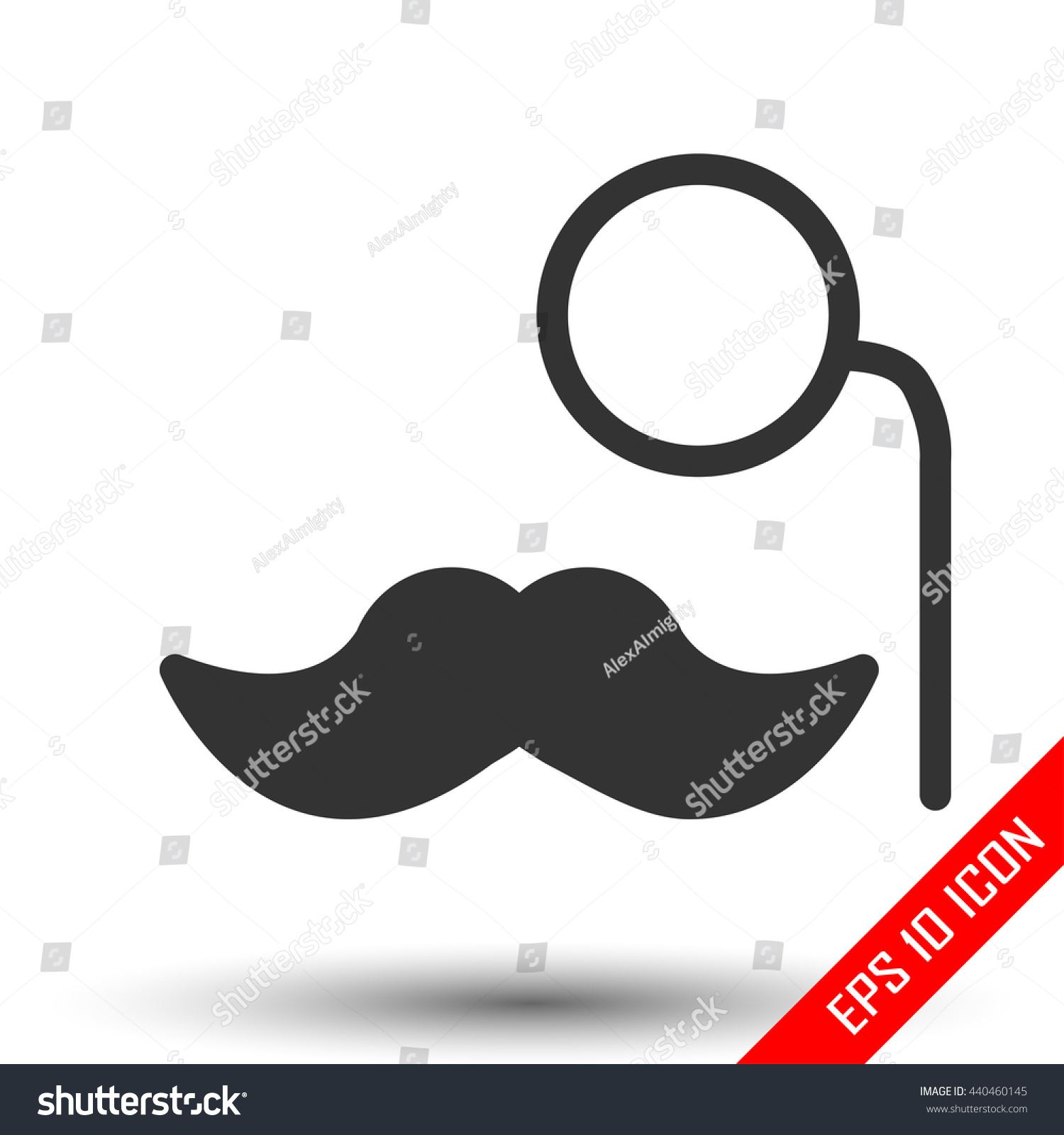 Mustache Monocle Icon Simple Flat Logo Stock Vector (Royalty Free ...