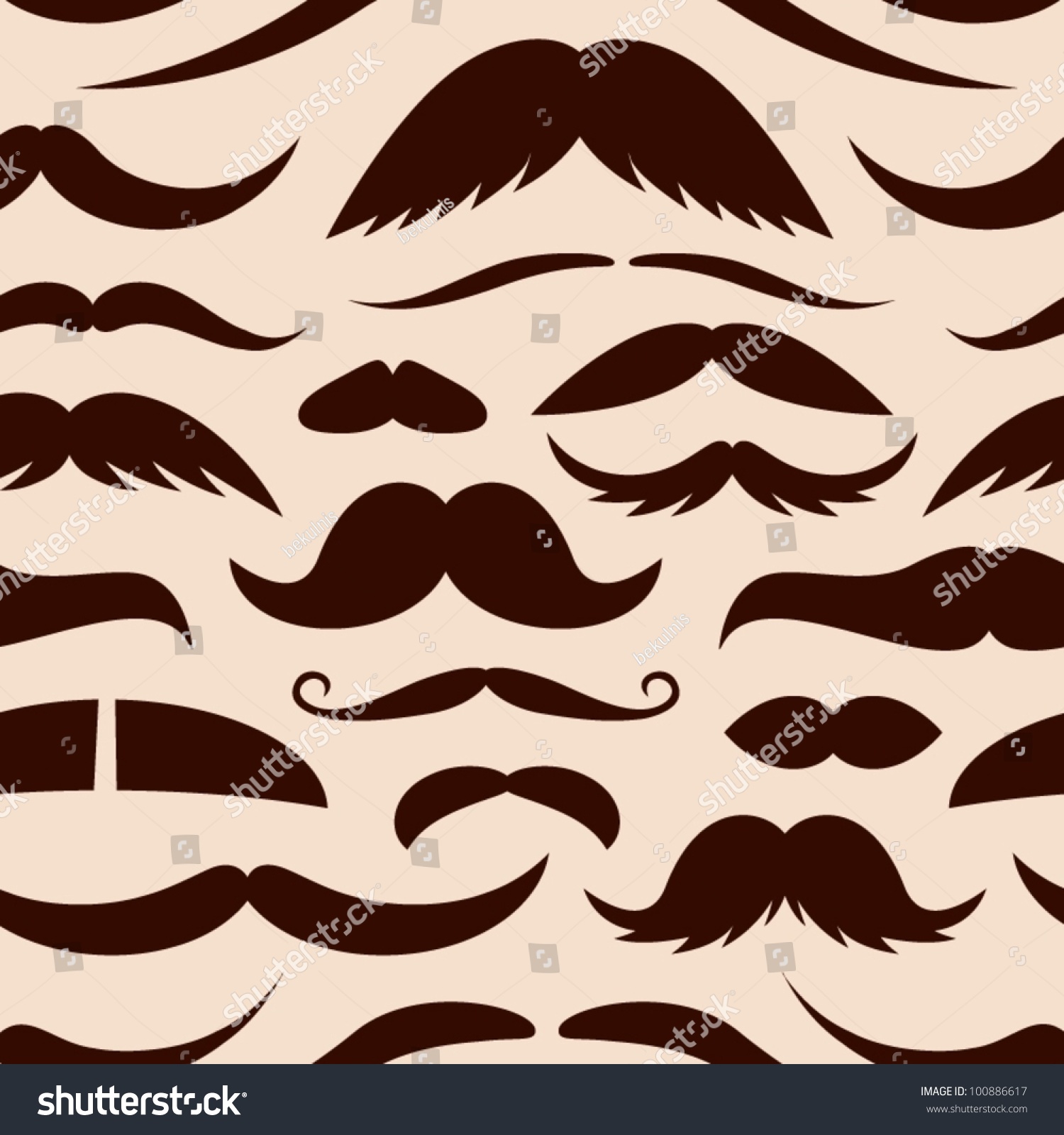 Mustache Seamless Pattern Stock Vector Illustration 100886617 Shutterstock