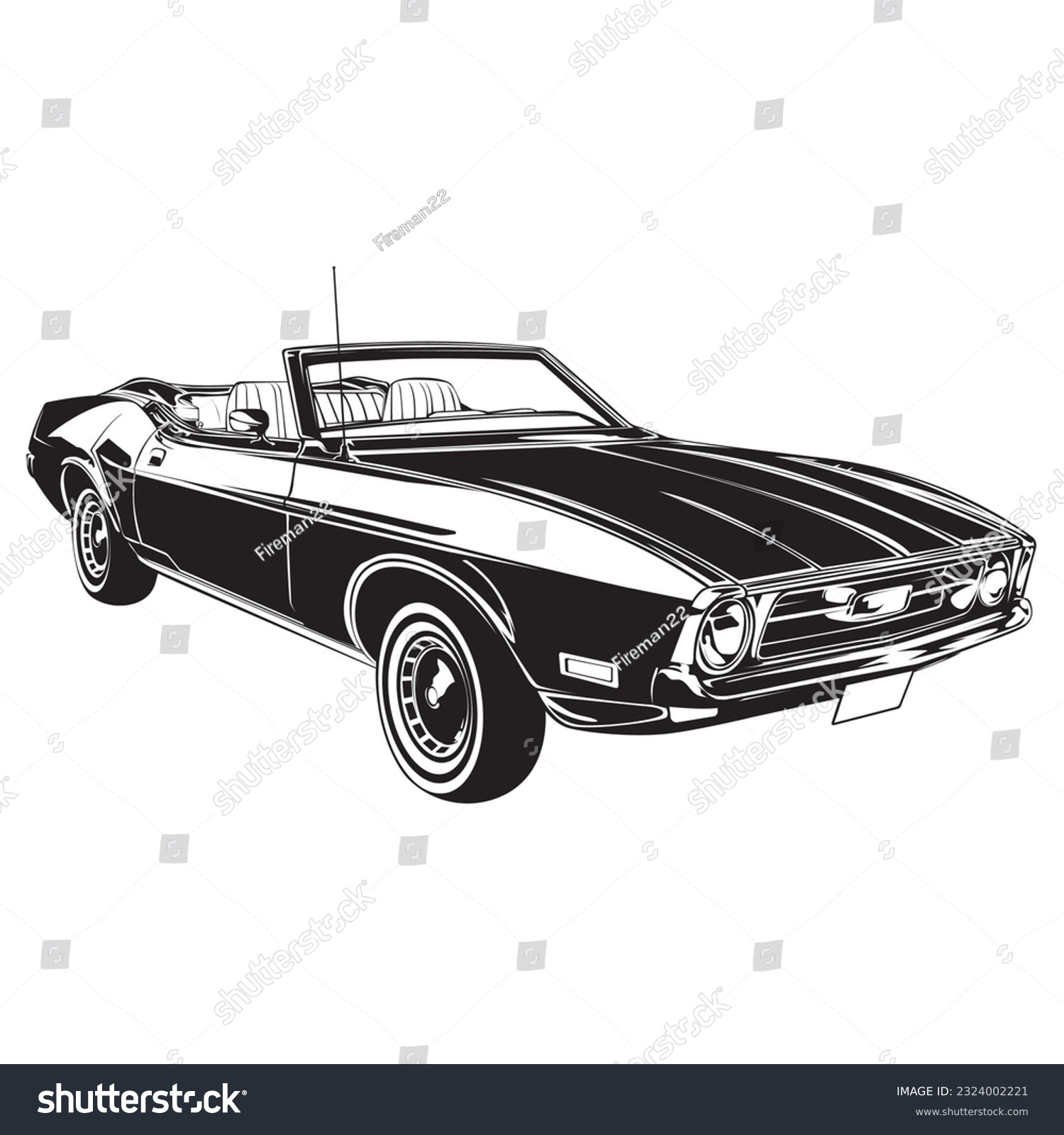 SVG of mustang 72 (black and white) svg