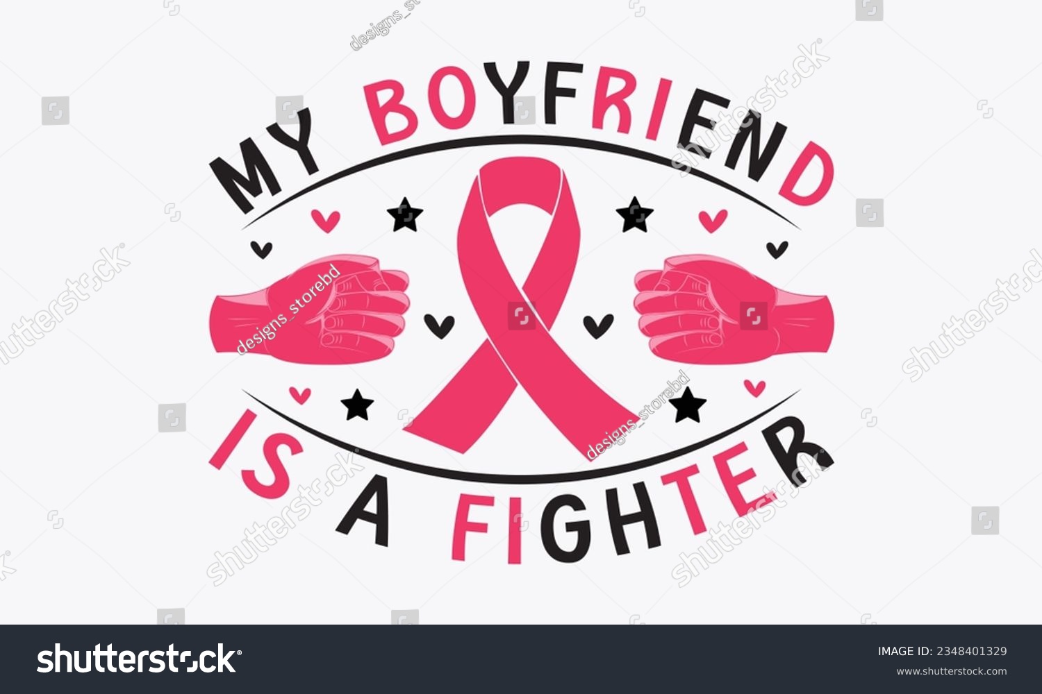 SVG of My boyfriend is a fighter svg, Breast Cancer SVG design, Cancer Awareness, Instant Download, Breast Cancer Ribbon svg, cut files, Cricut, Silhouette, Breast Cancer t shirt design Quote bundle svg