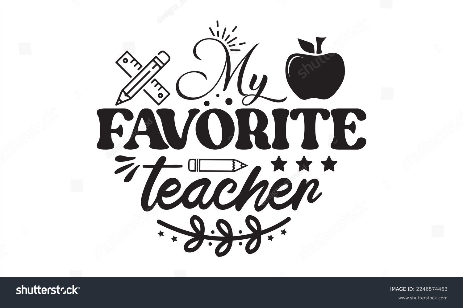 SVG of My favorite teacher Svg, Teacher SVG, Teacher SVG t-shirt design, Hand drawn lettering phrases, templet, Calligraphy graphic design, SVG Files for Cutting Cricut and Silhouette svg