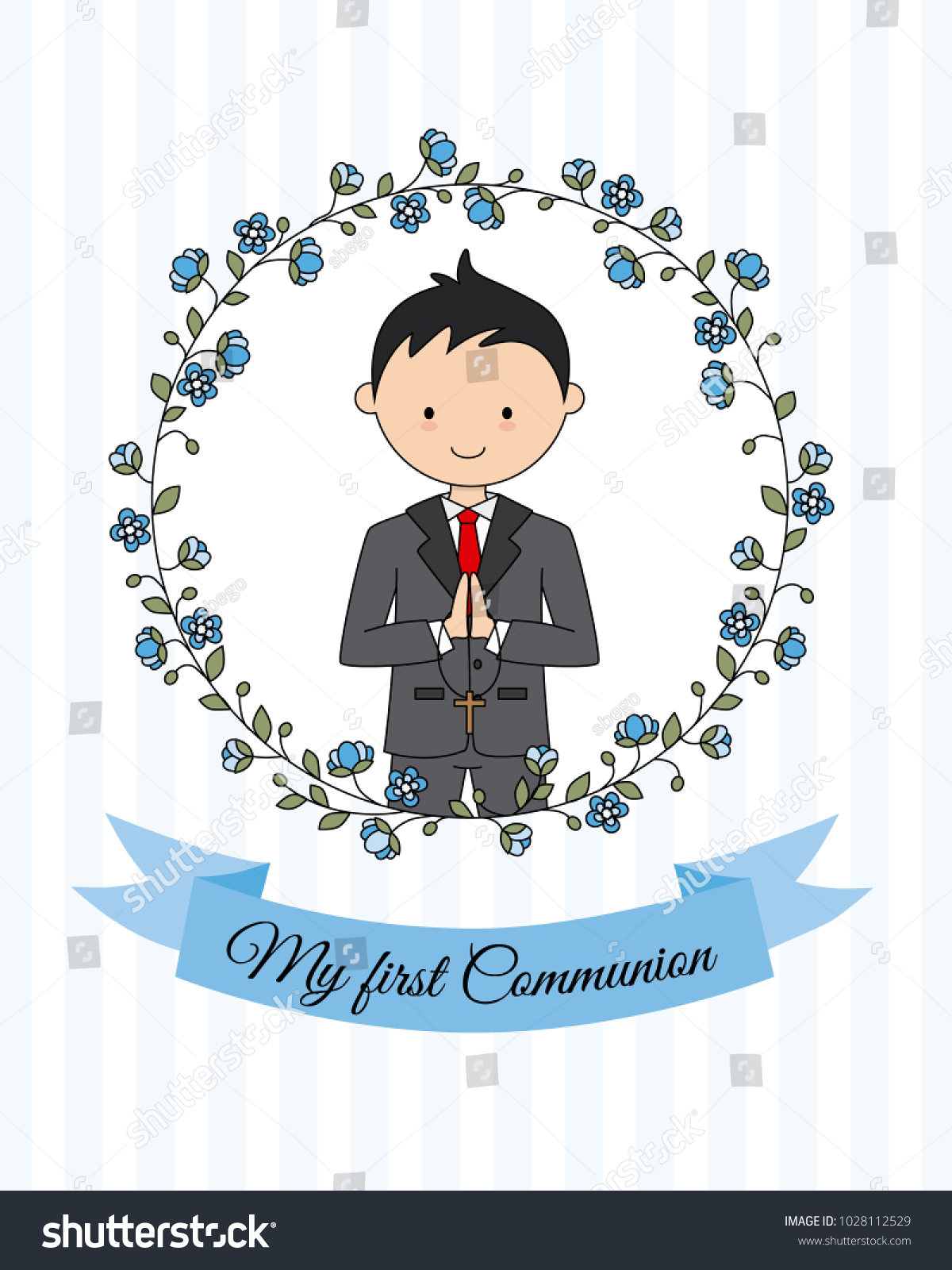 SVG of my first communion boy. Boy with communion dress and flower frame  svg
