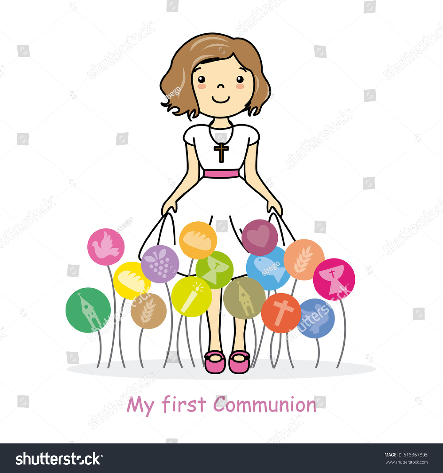 Uncategorized Girlspace my first communion girl space text stock vector 618367805 for text