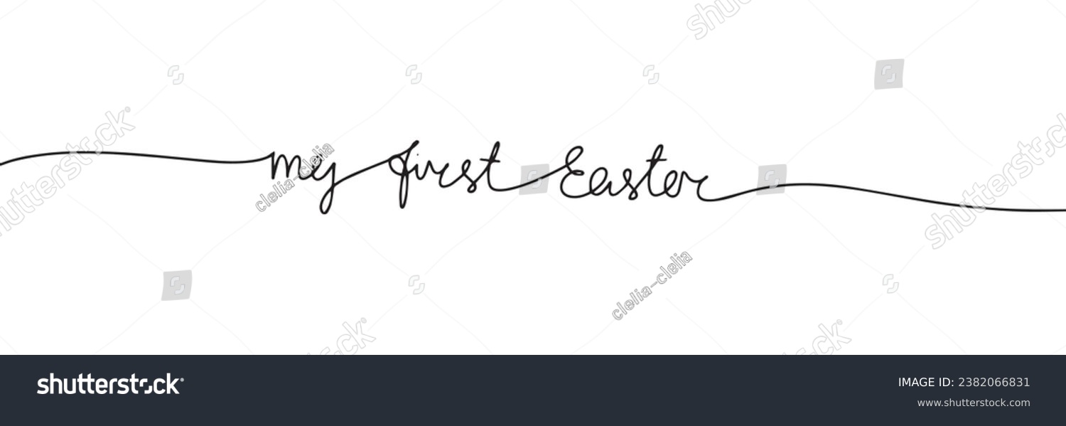 SVG of My first Easter one line continuous inscription. Handwriting text banner. Hand drawn vector art. svg