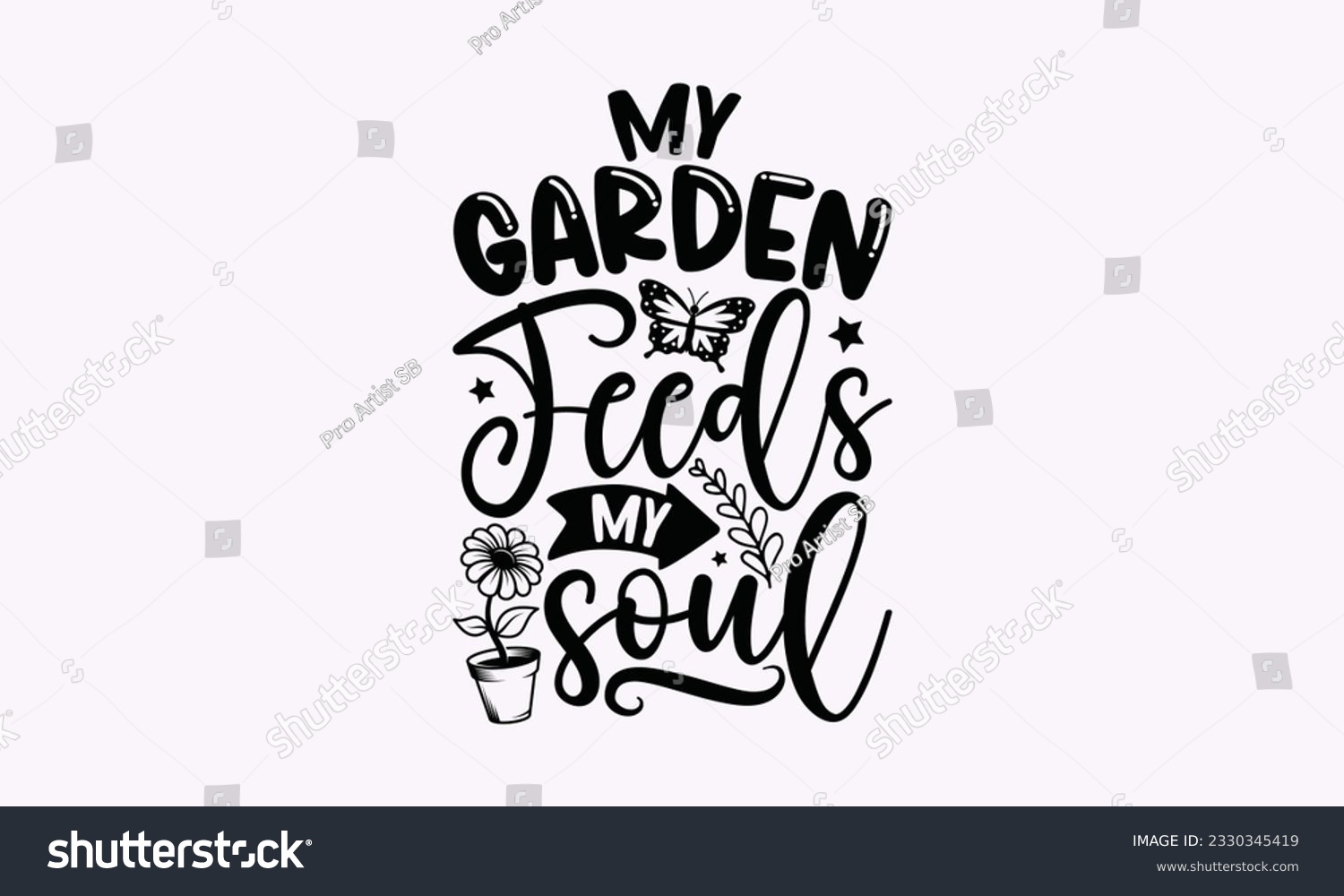 SVG of My garden feeds my soul - Gardening SVG Design, Flower Quotes, Calligraphy graphic design, Typography poster with old style camera and quote. svg
