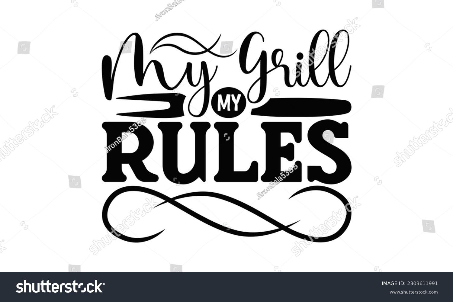 SVG of My Grill My Rules - Barbecue SVG Design, Calligraphy t shirt design, Illustration for prints on t-shirts, bags, posters, cards and Mug.
 svg
