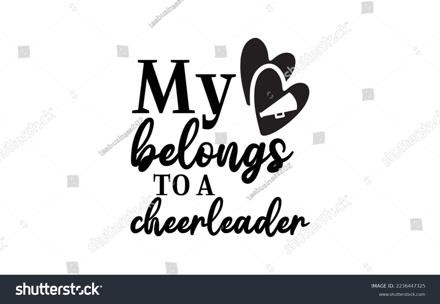 SVG of My heart belongs to a cheerleader t-shirt design man and women vector file svg