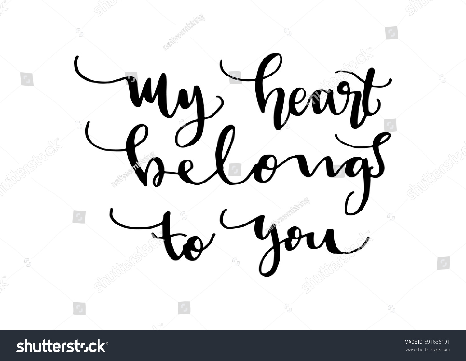 My Heart Belongs You Hand Lettered Stock Vector (Royalty Free ...