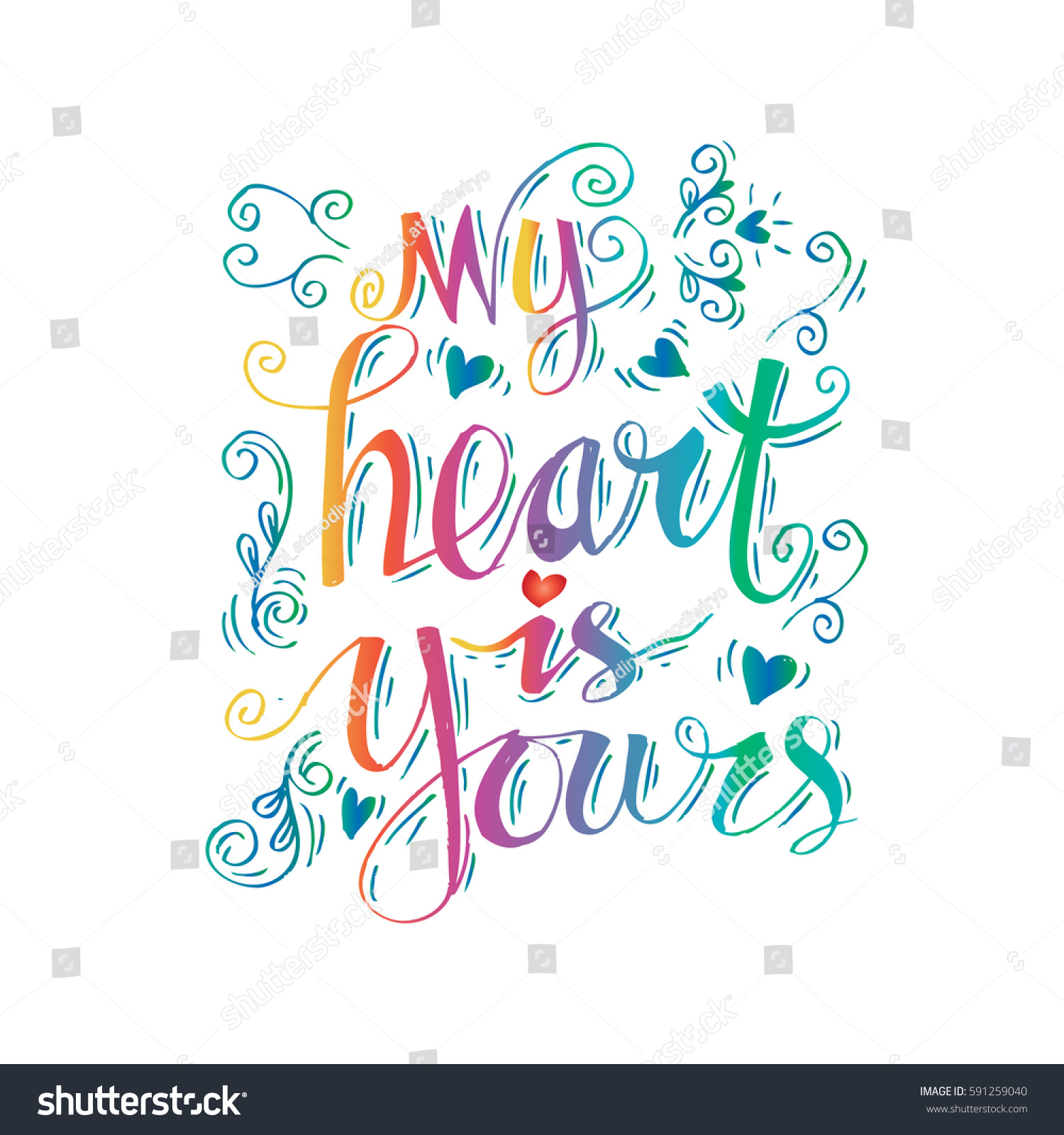 My Heart Yours Hand Lettering Stock Vector (Royalty Free) 591259064