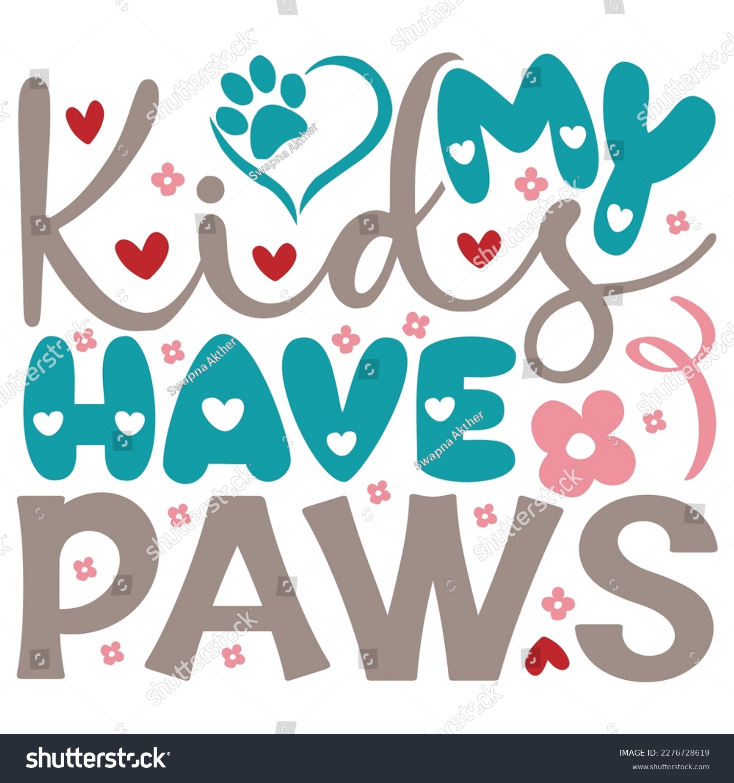 SVG of My Kids Have Paws - Boho Retro Style Dog T-shirt And SVG Design. Dog SVG Quotes T shirt Design, Vector EPS Editable Files, Can You Download This File. svg