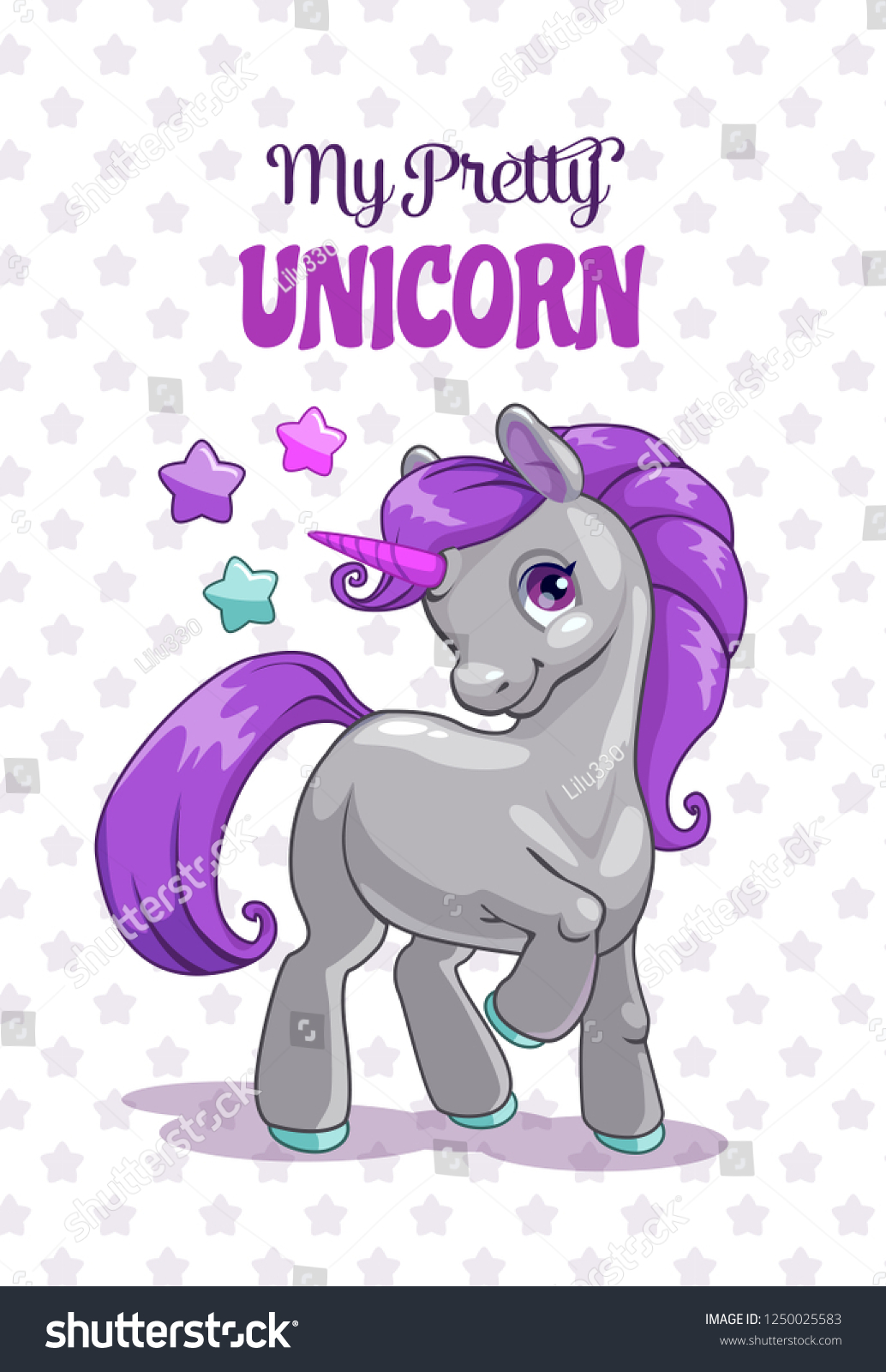 SVG of My pretty unicorn. Cute childish illustration with fantasy little pony. Vector print for girls t-shirt design. svg