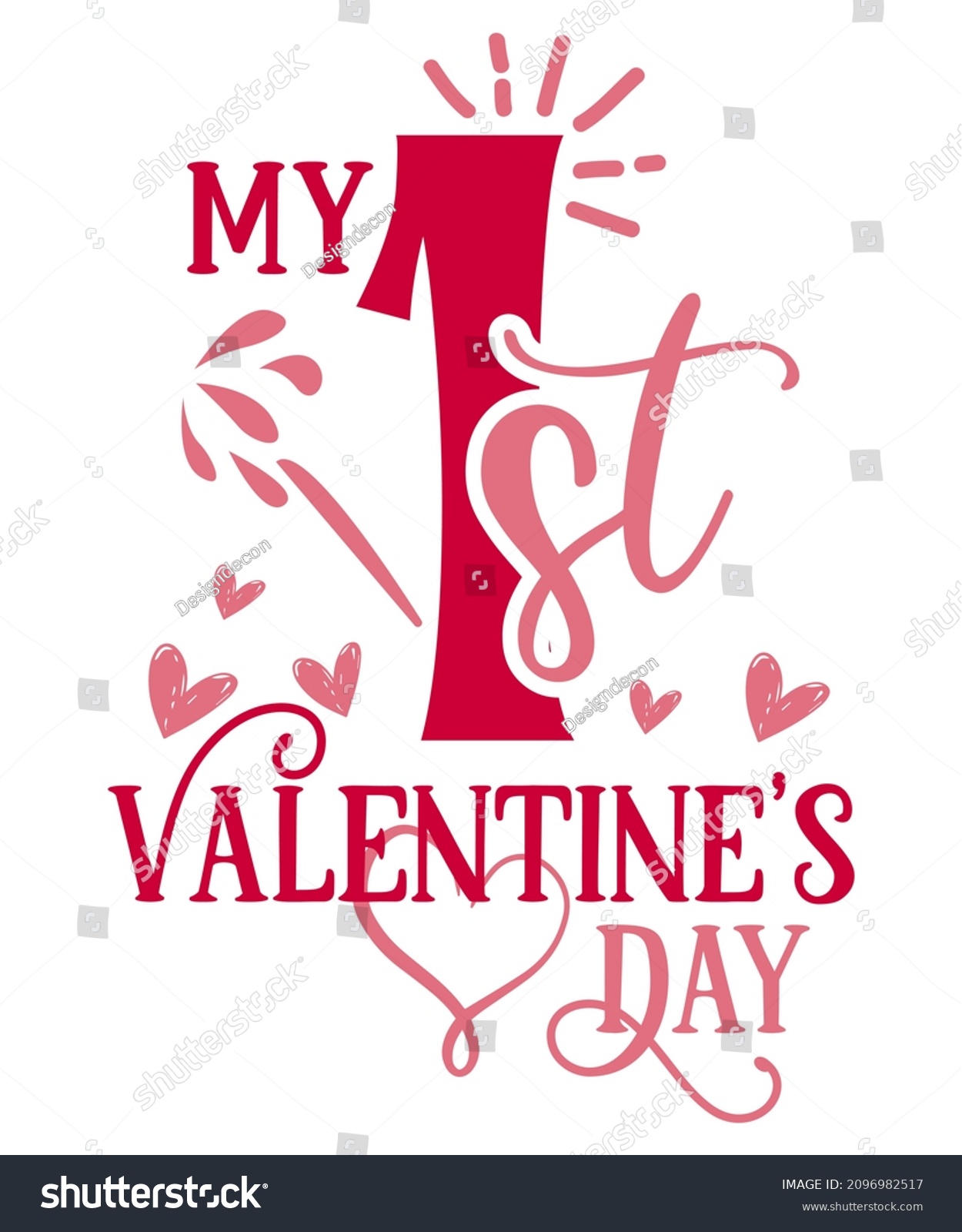 SVG of My 1st Valentine's Day colorful handwritten valentine quote with white background svg