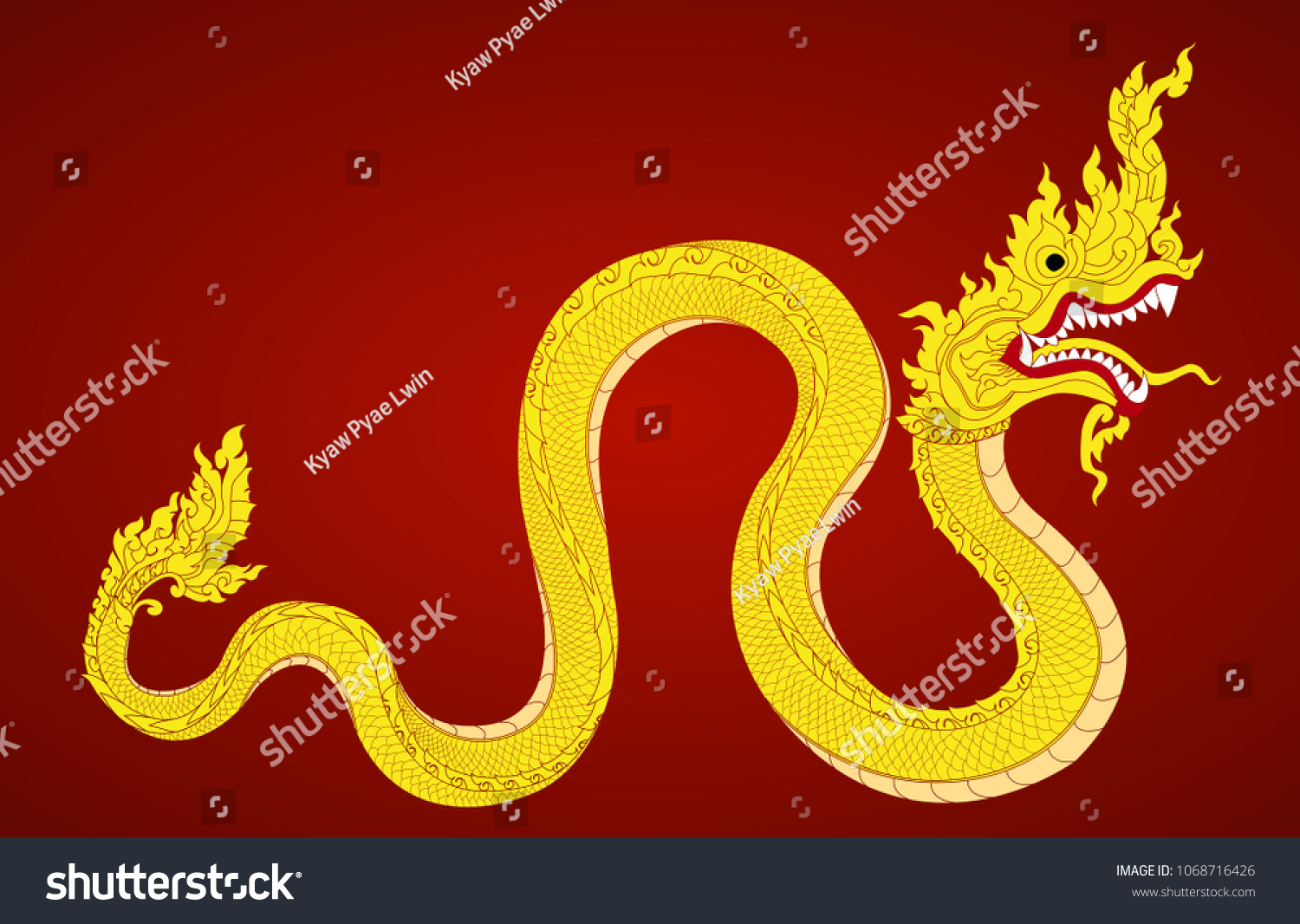 Myanmar Dragon Traditional Asia Burma Stock Vector Royalty Free 1068716426