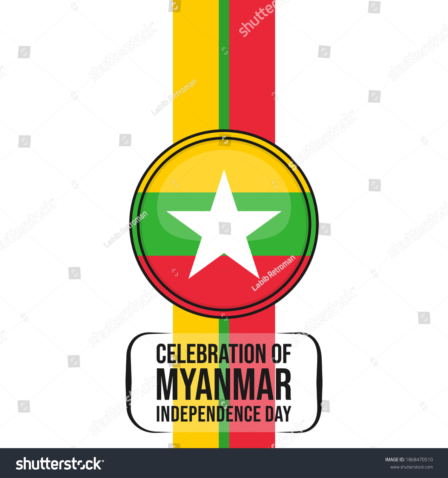 Myanmar Emblem Flag Vector Illustration Template Stock Vector (Royalty ...