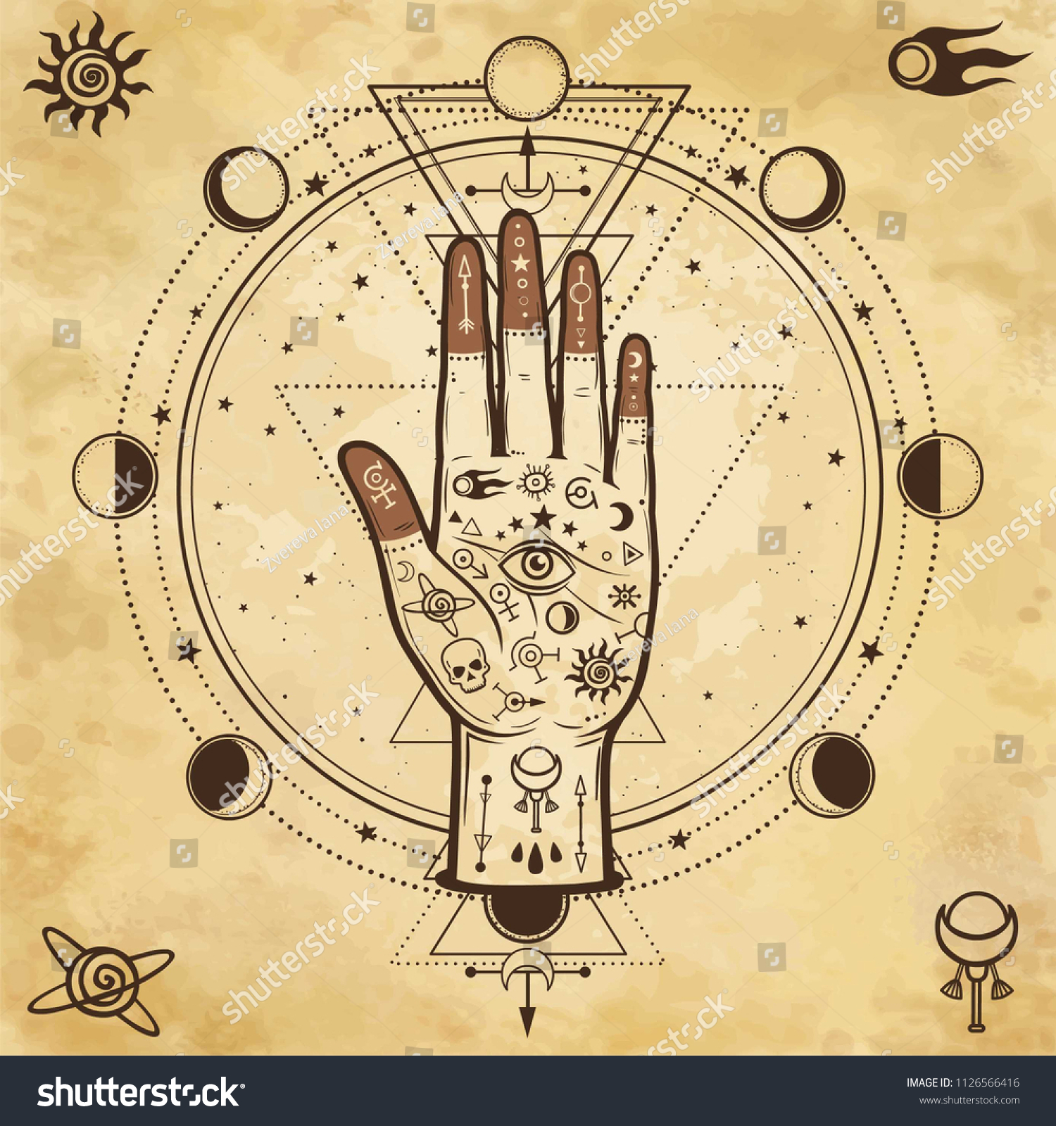 Mysterious Background Divine Hand Providence Eye Stock Vector (royalty 