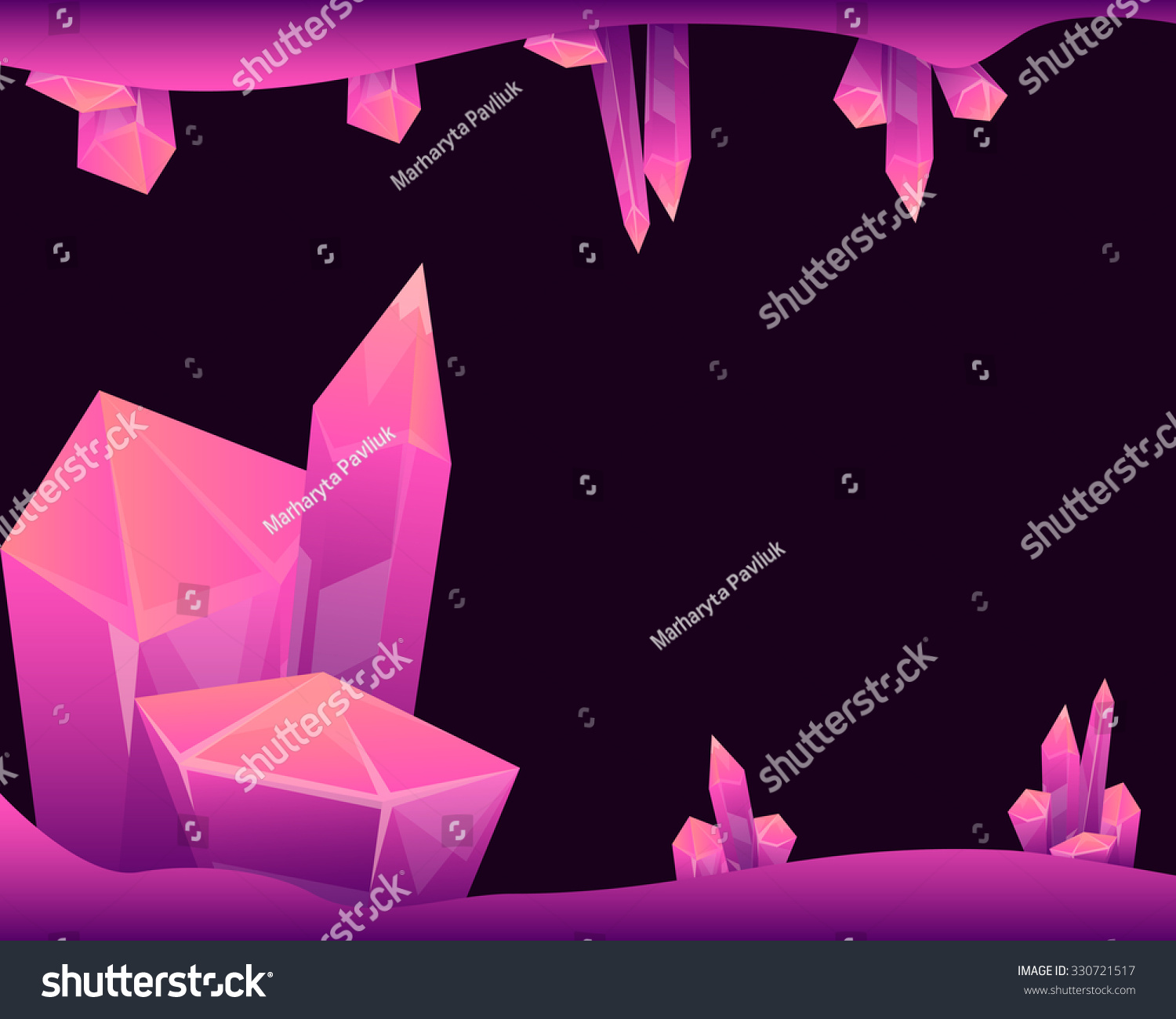 Mysterious Cave Magical Crystals Background Game Stock Vector (Royalty ...