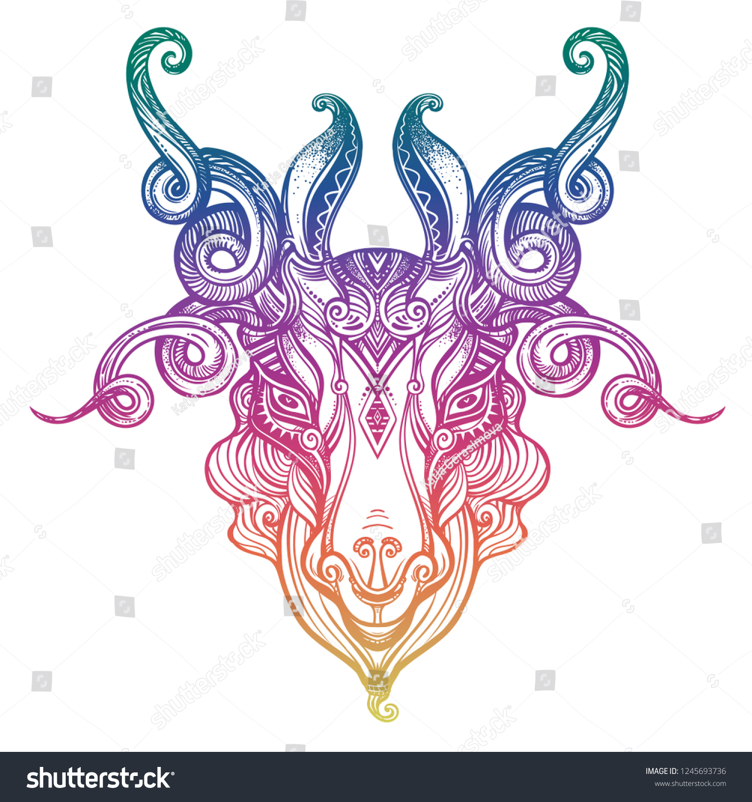 Verrassend Mystic Ram Aries Beautiful Line Art Stock Vector (Royalty Free EQ-78