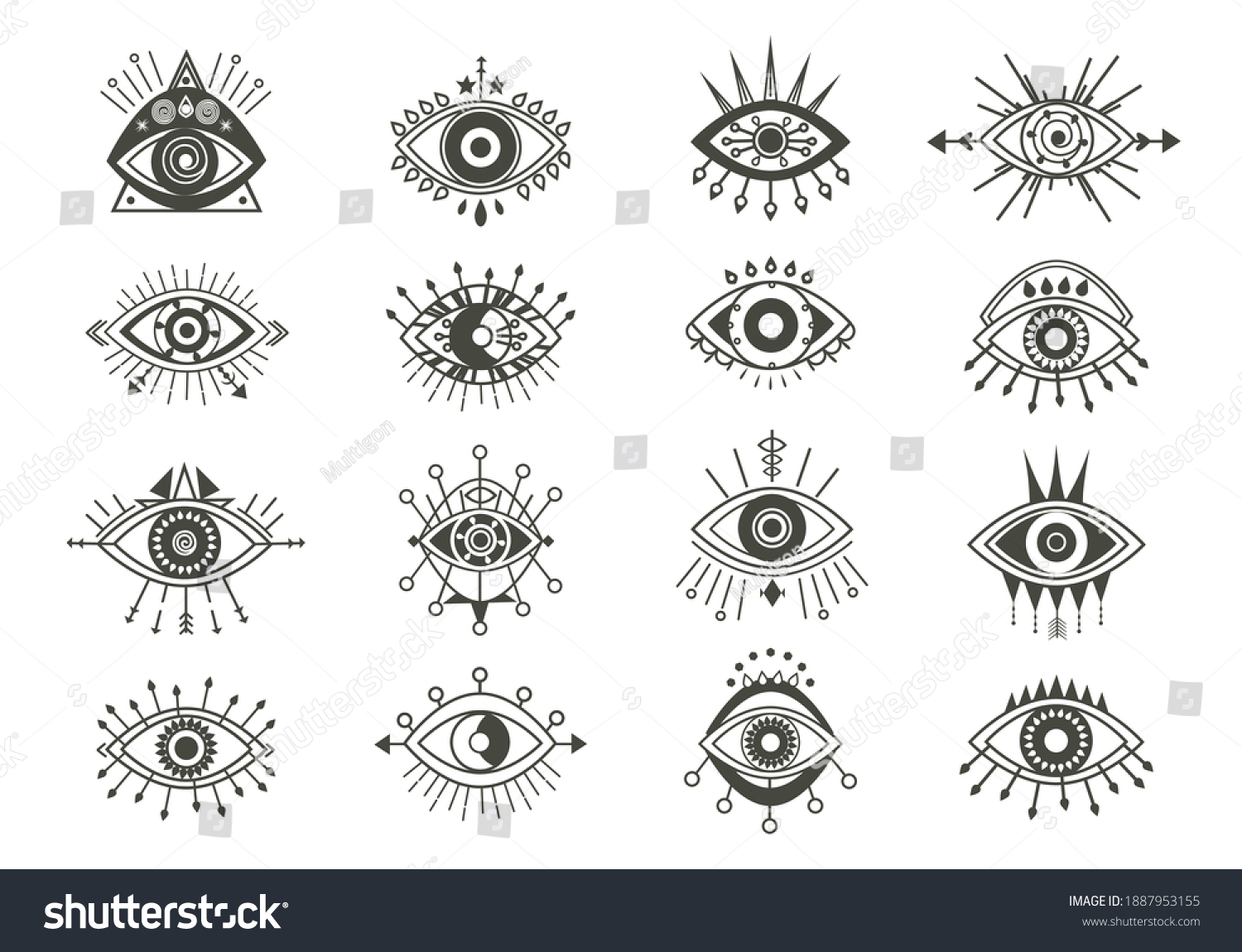 Mystical Eyes Symbols Set Esoteric Signs Stock Vector (Royalty Free ...