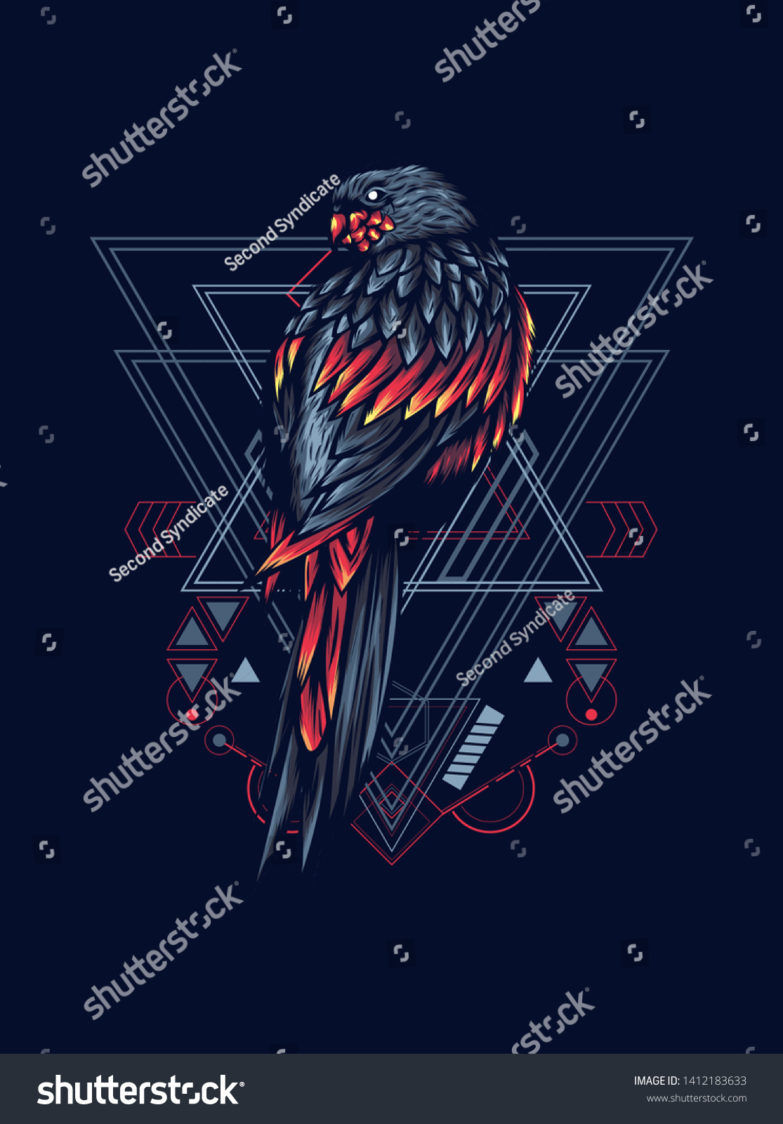 Mythical Parrot Sacred Geometry Pattern Stock Vector Royalty Free