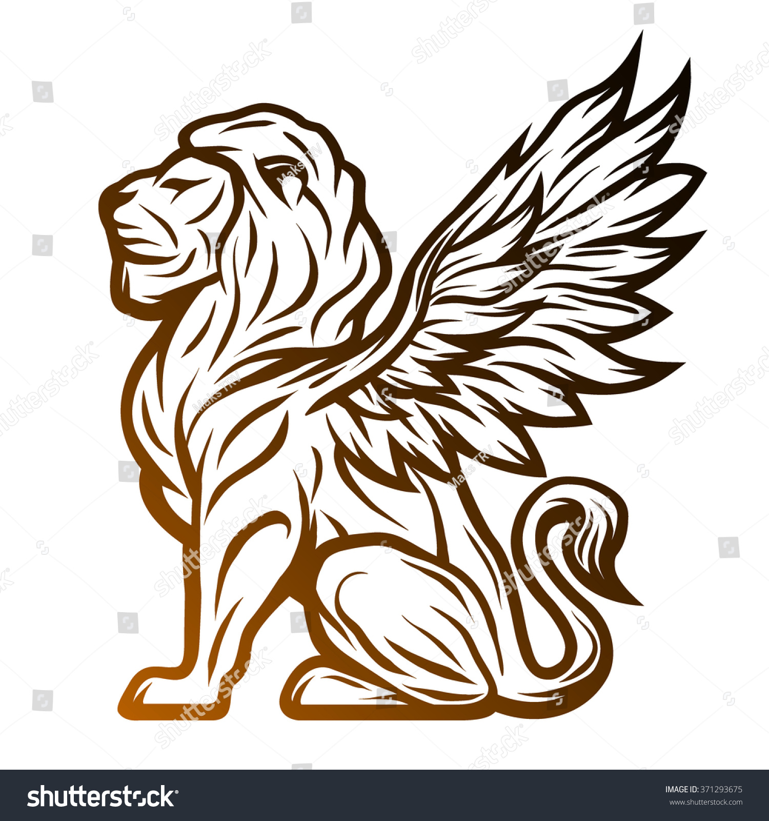 Mythological Lion Statue With Wings. Stock Vector Illustration ...