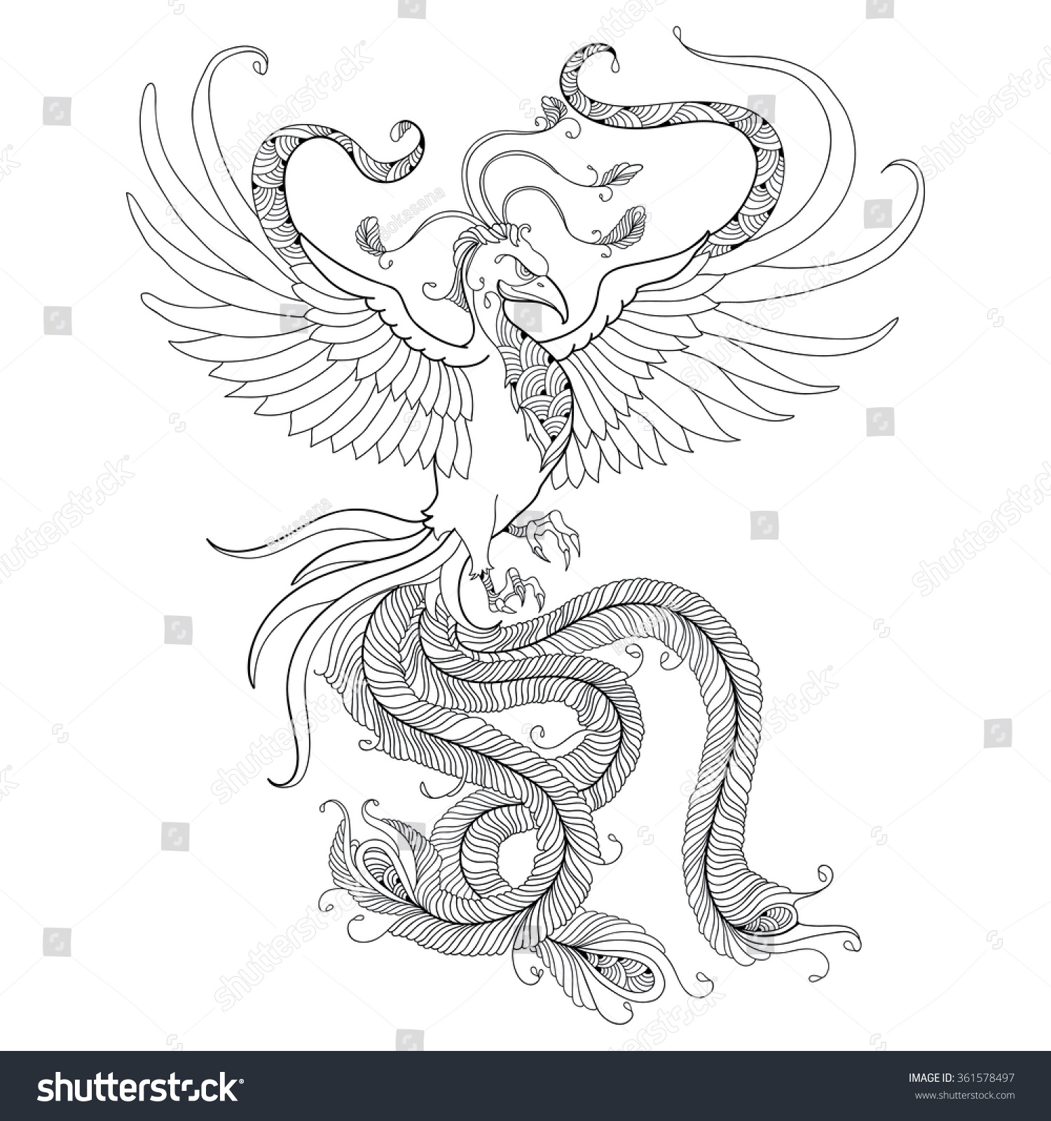 Mythological Phoenix Phoenix Isolated On White Stock Vector 361578497 ...