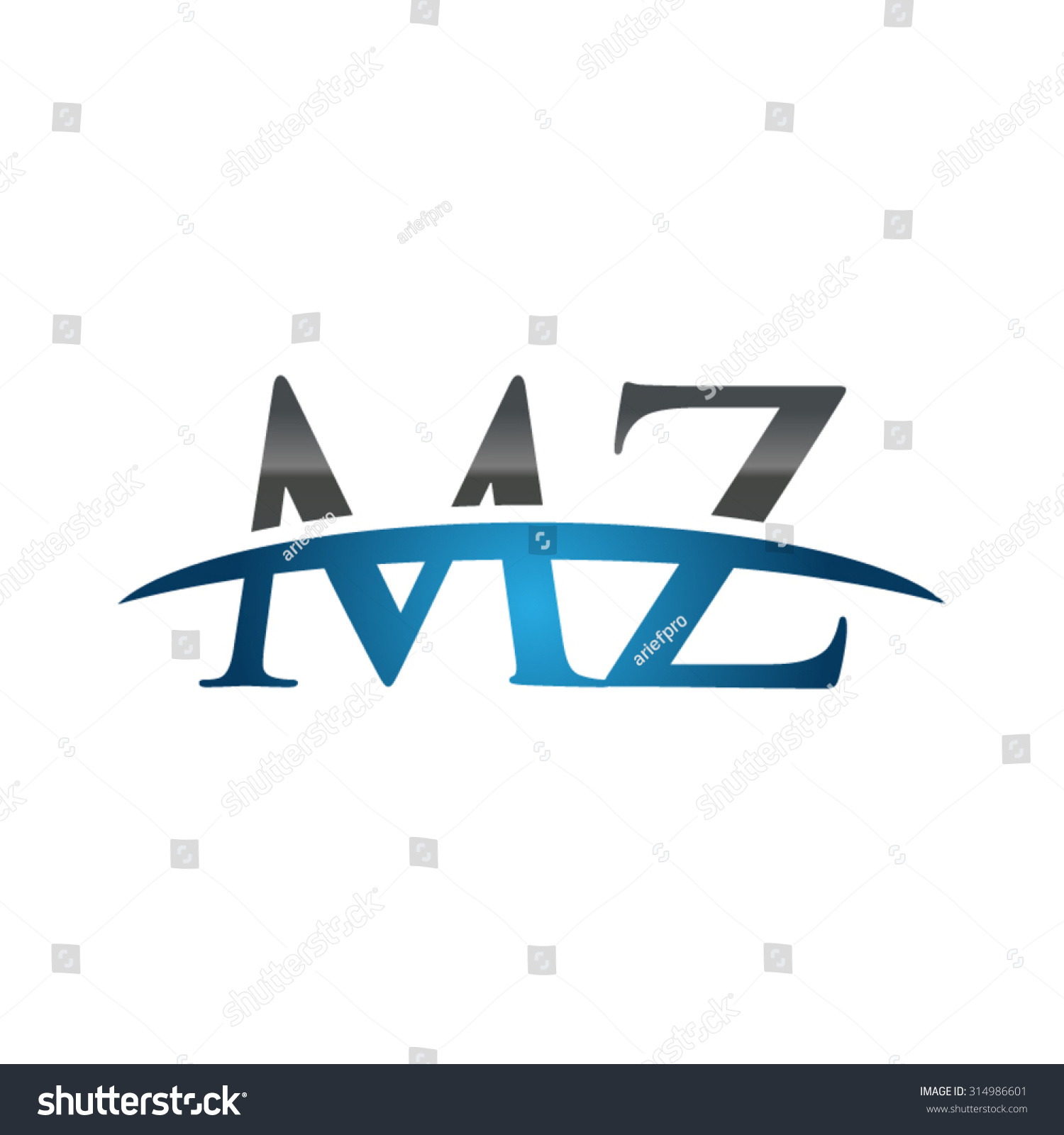 Mz Initial Company Blue Swoosh Logo Stock Vector (Royalty Free) 314986601