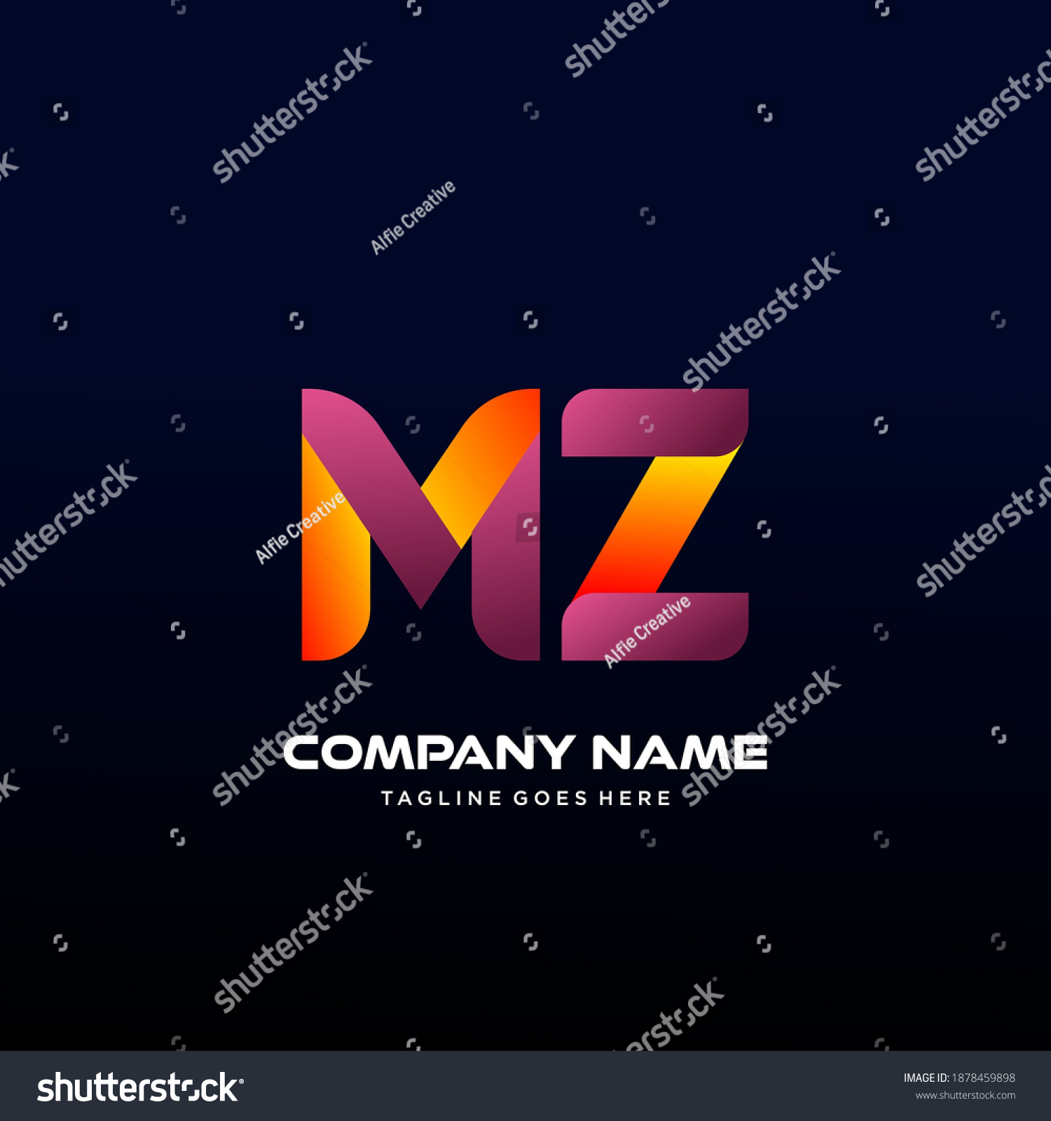 Mz Letter Initial Logo Vector Colorful Stock Vector (Royalty Free ...