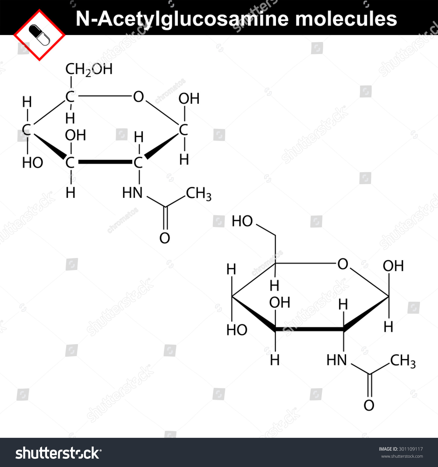 Nacetylglucosamine Nag Molecule Component Hyaluronic Acid Stock ...