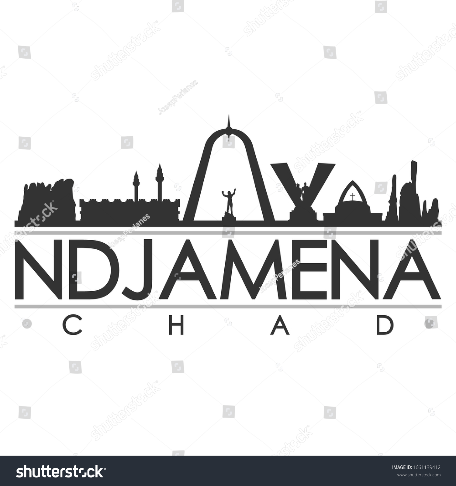 Ndjamena Chad Skyline Silhouette City Cityscape Stock Vector Royalty Free 1661139412