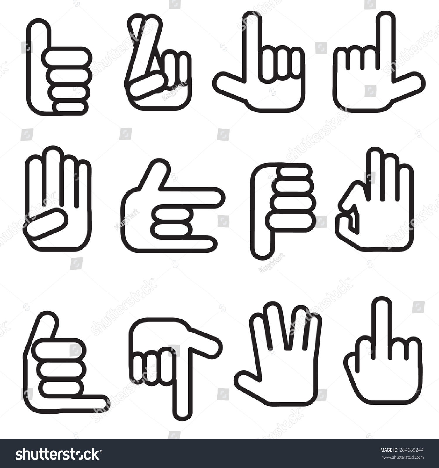 N Hand Collection Different Handsvector Icon Stock Vector 284689244 ...