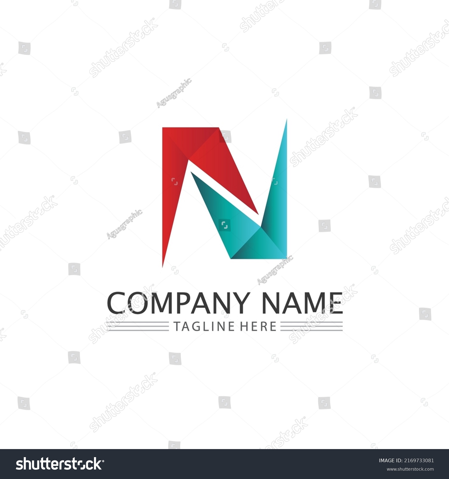 N Letter Font Logo Template Vector Stock Vector Royalty Free 2169733081 Shutterstock