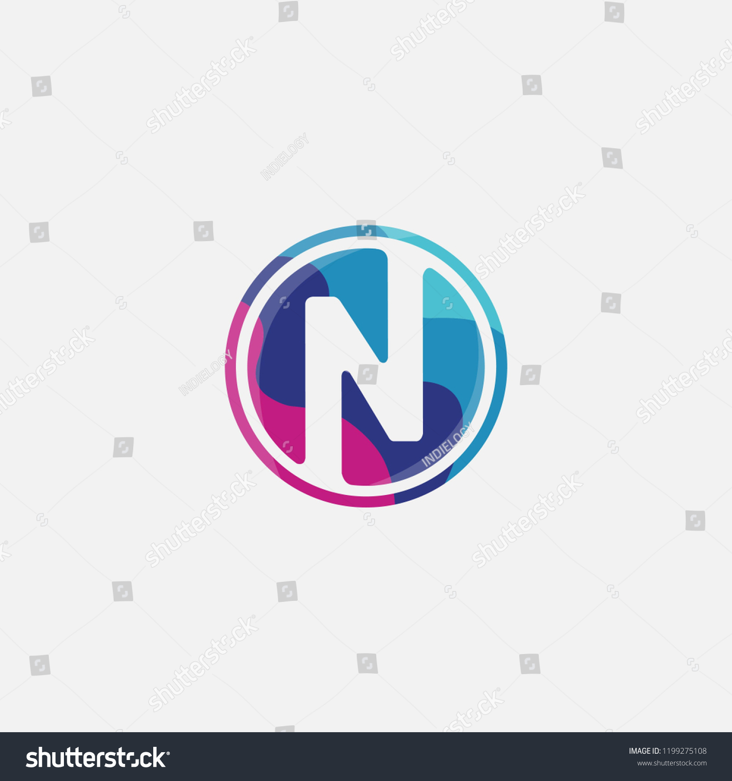 N Letter Circle Logo N Icon Stock Vector (Royalty Free) 1199275108