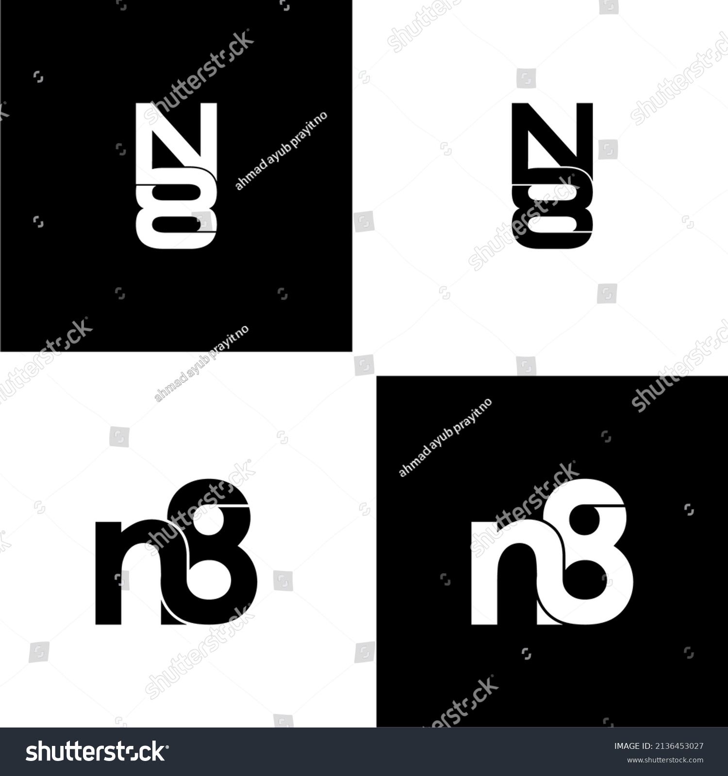 N8 Letter Monogram Logo Design Set Stock Vector Royalty Free