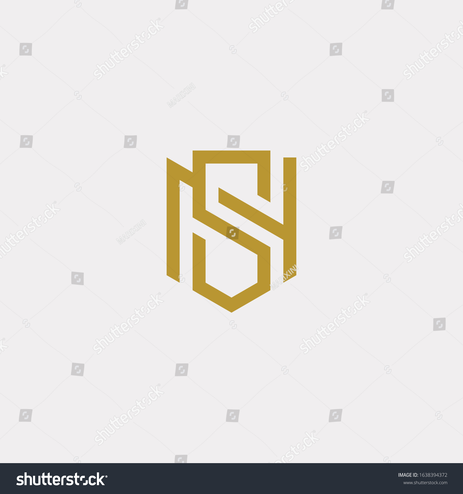 N S Monogram Logo Shield Shape Stock Vector (Royalty Free) 1638394372