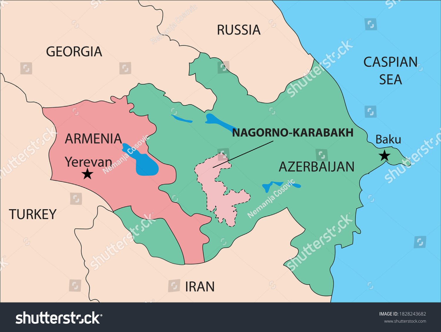 SVG of nagorno-karabakh map, armenia vs azerbaijan, vector illustration svg