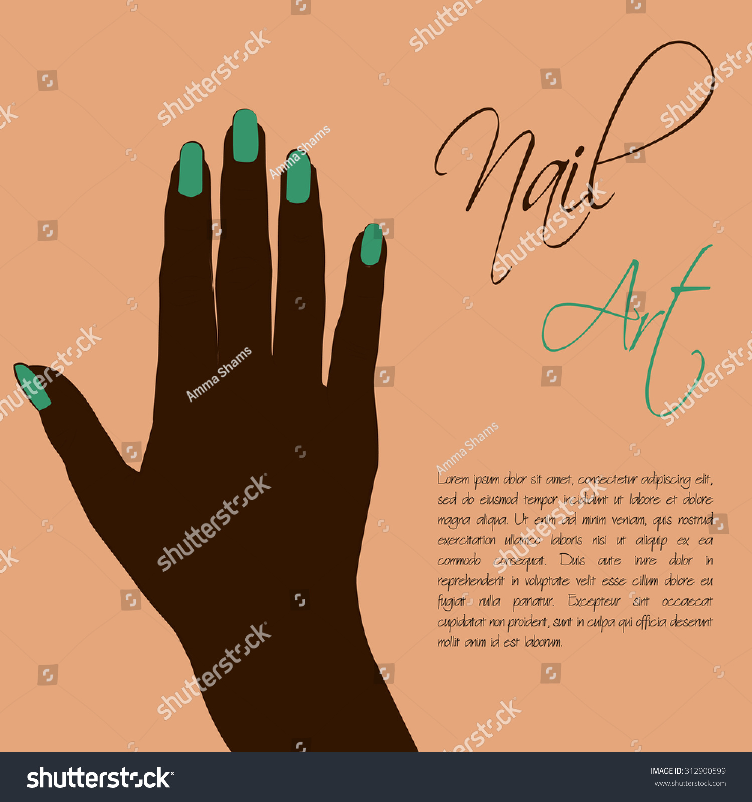 Download Nail Art Page Template Hand Silhouette Stock Vector Royalty Free 312900599