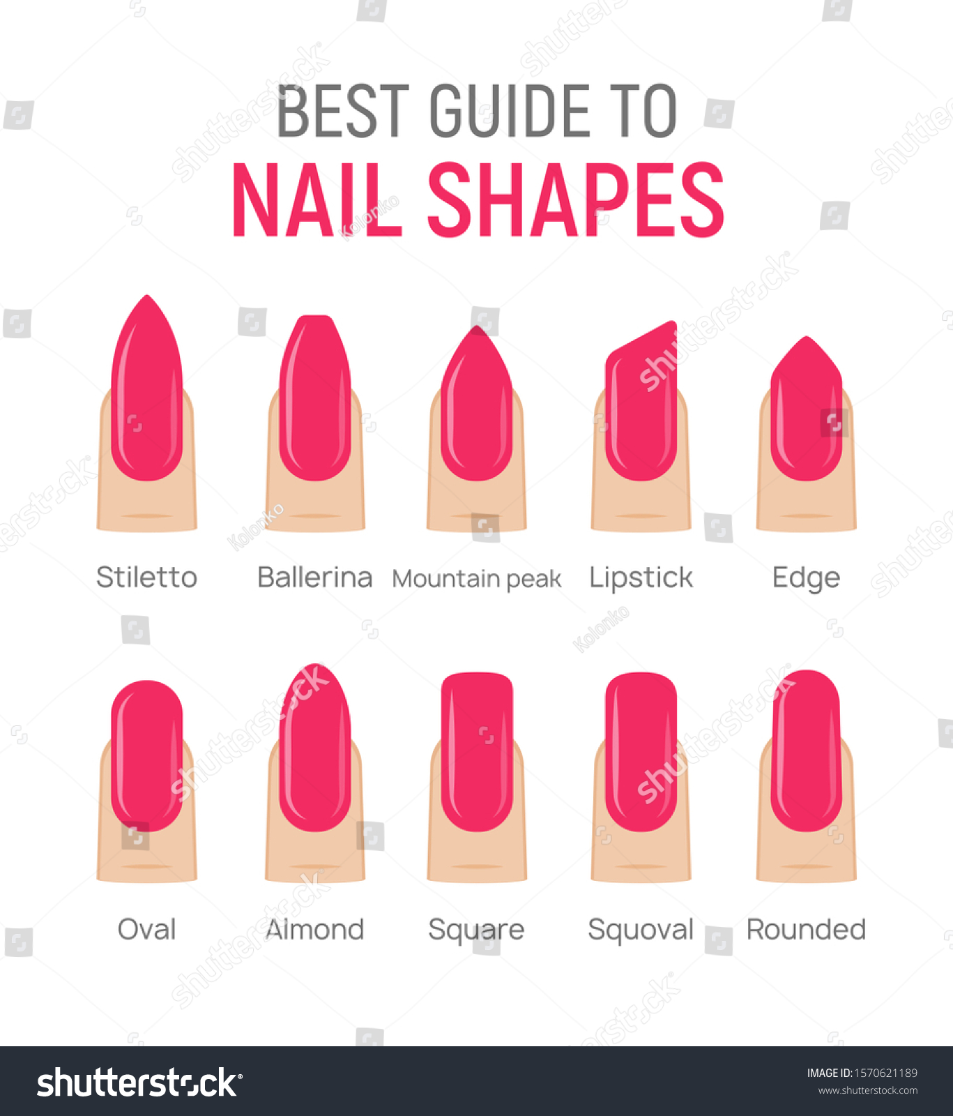 Nail Shapes Manicure Vector Art Fingernail Stock Vector (Royalty Free ...