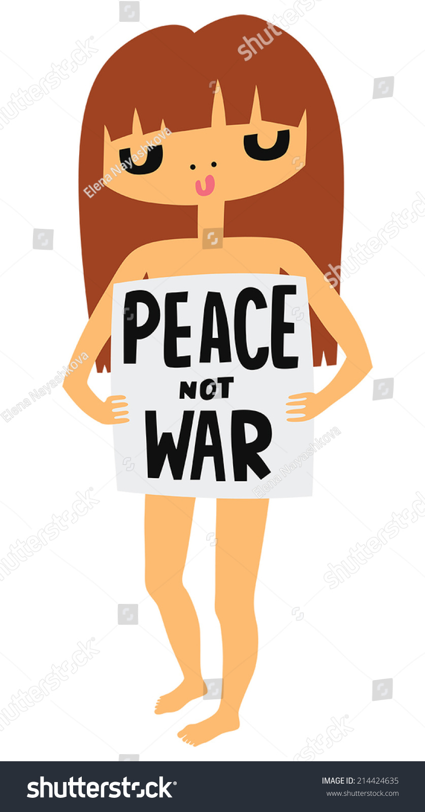 Naked Girl Protester Peace Not War Stock Vector Royalty Free