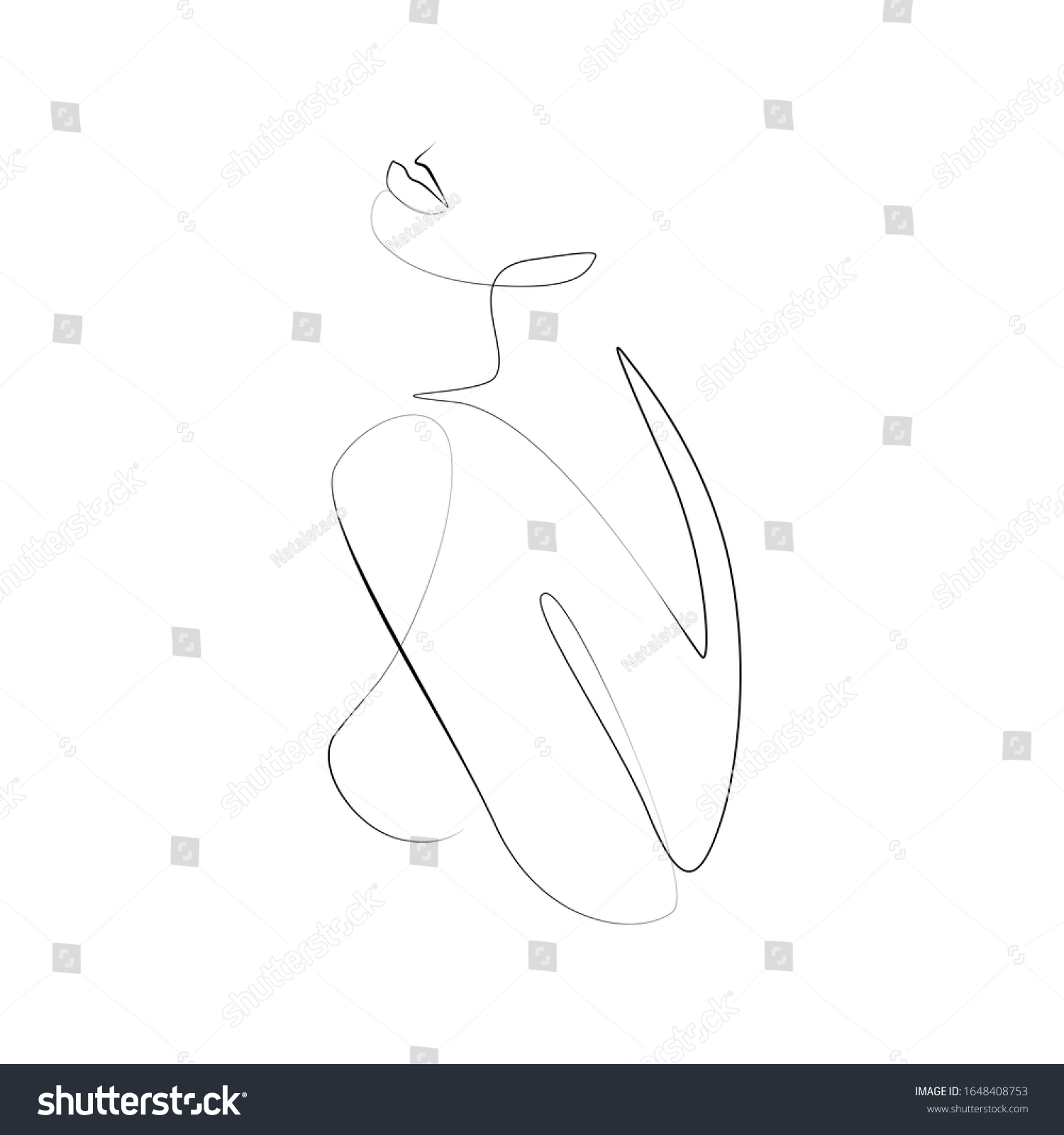 Naked Woman Standing Back One Line Stock Vector Royalty Free