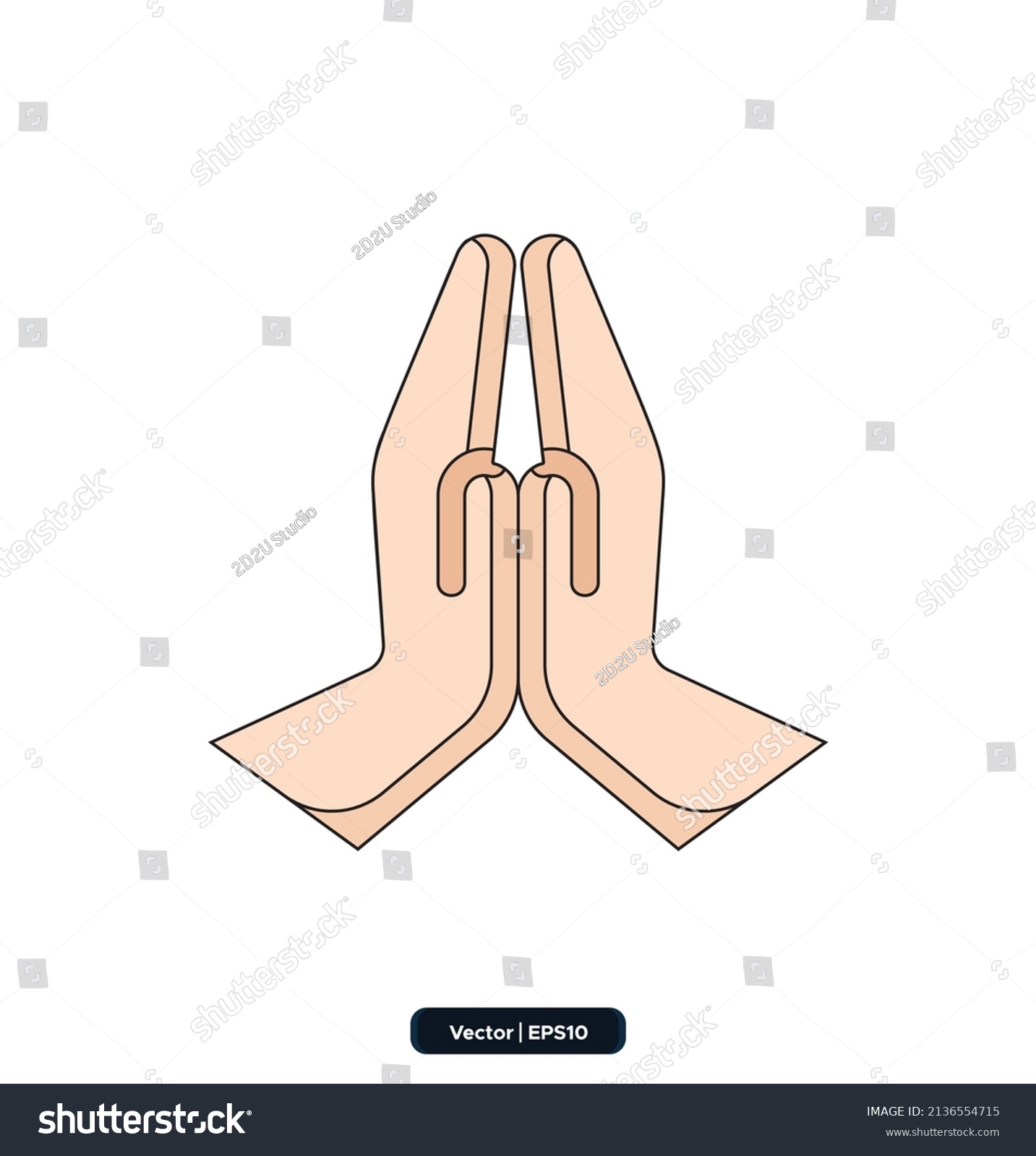 Namaste Hand Icon Ramadan Islamic Holiday Stock Vector (Royalty Free ...