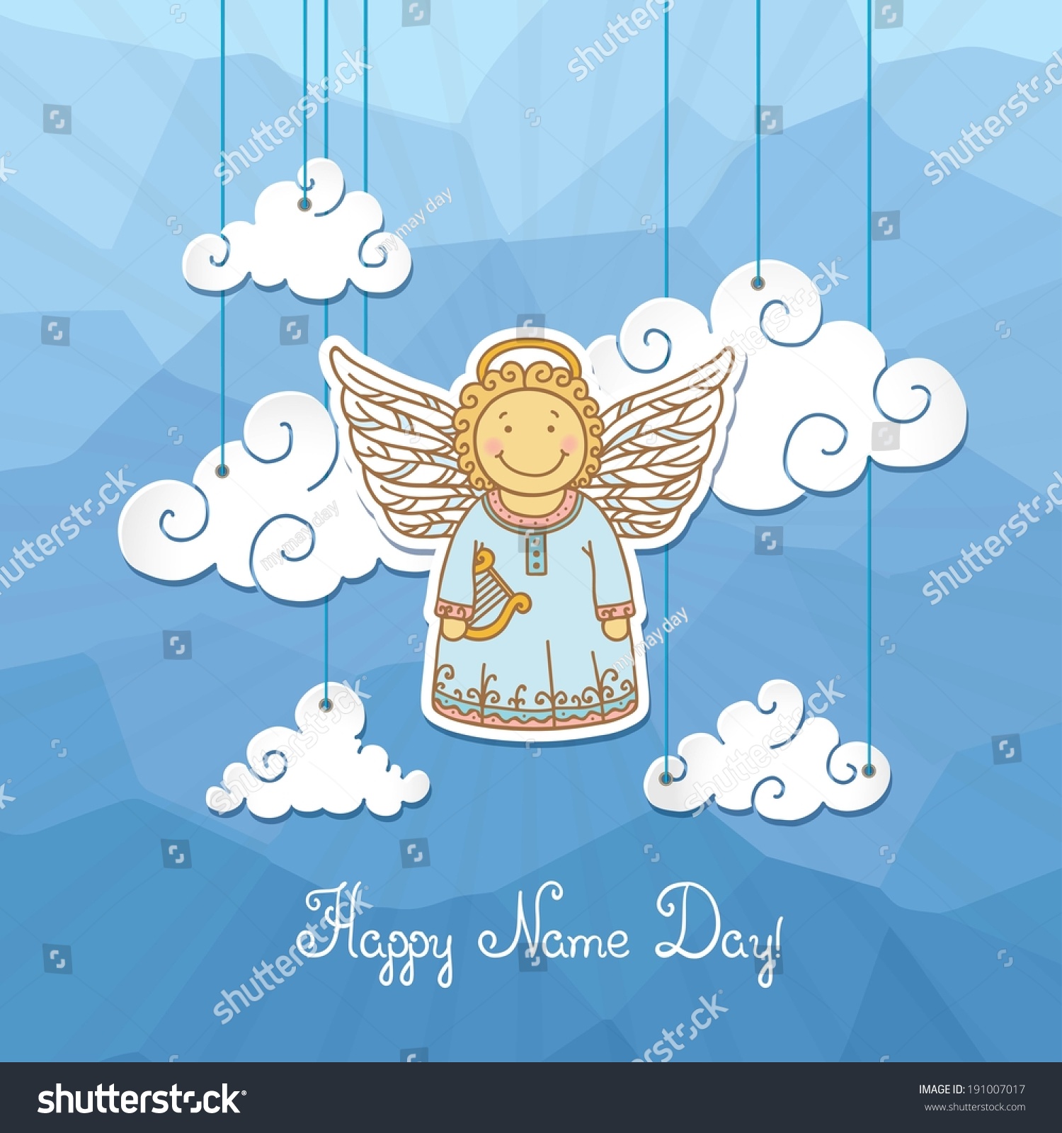 name day greeting card angel stock vector (royalty free