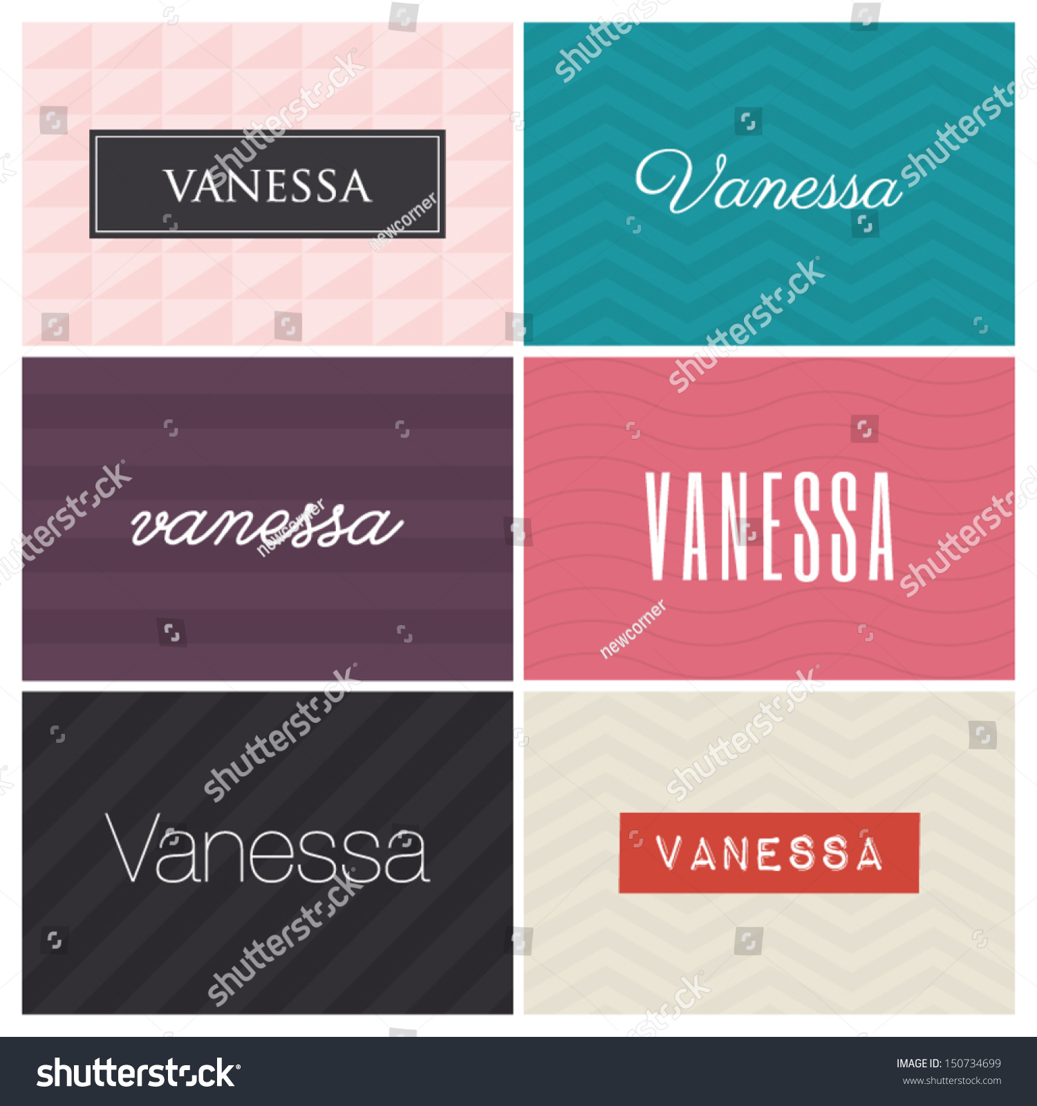 Name Vanessa Graphic Design Elements Stock Vector Royalty Free 150734699