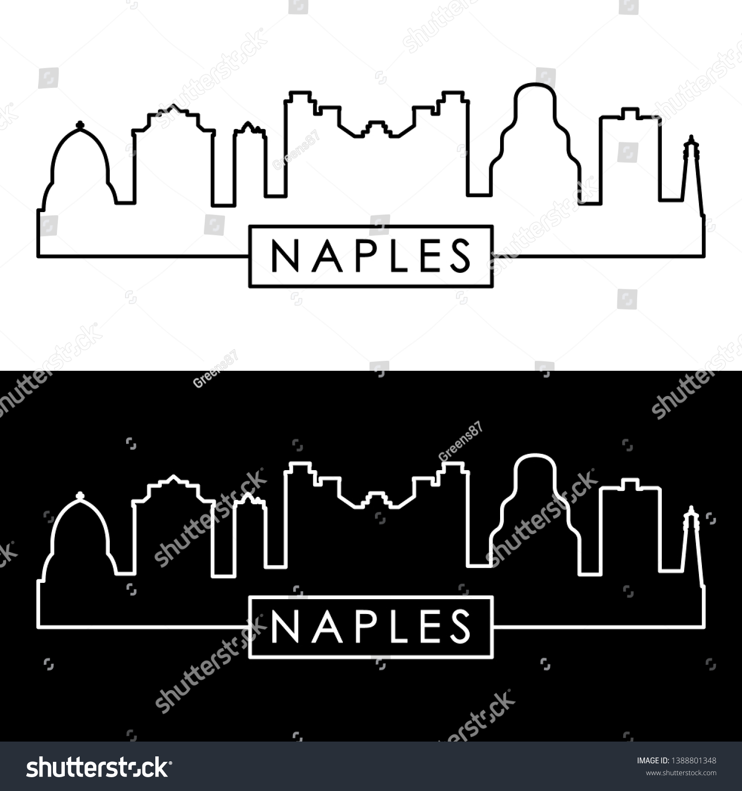 Naples City Skyline Linear Style Editable Stock Vector Royalty Free